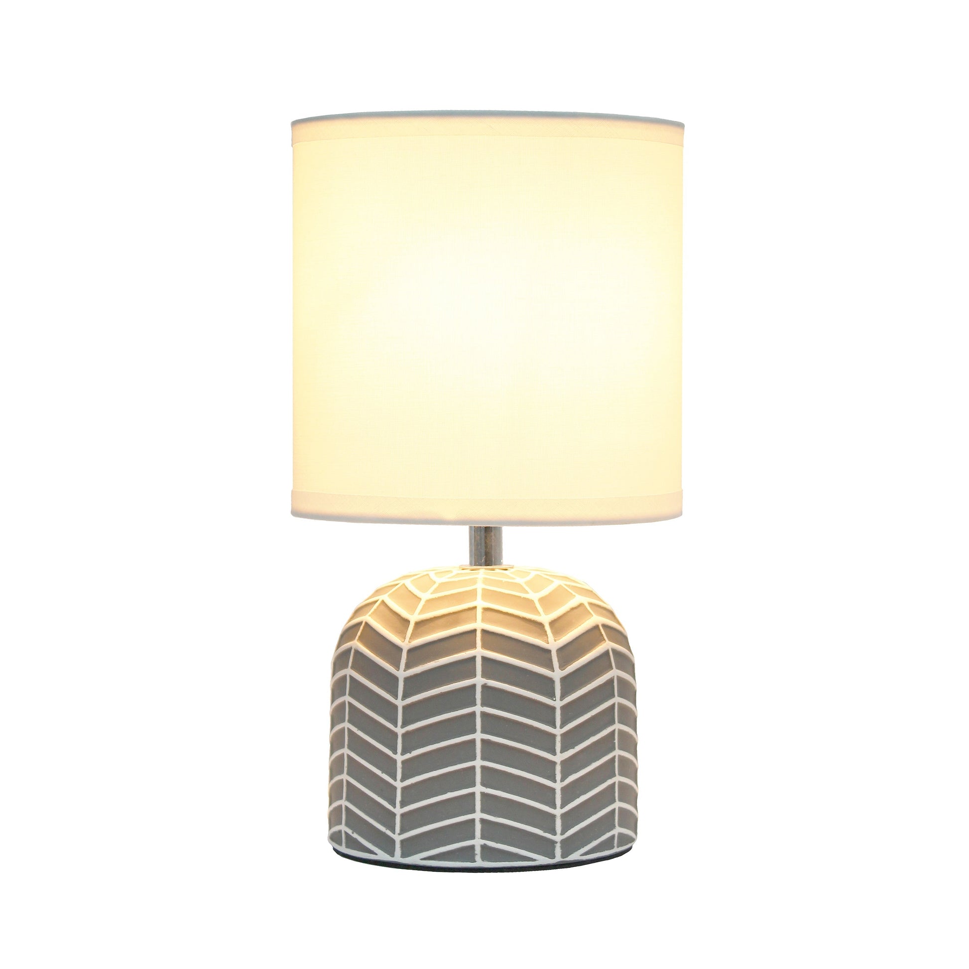 All The Rages Simple Designs Gray 10" Webbed Waves Base Table Lamp With White Fabric Drum Shade
