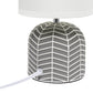 All The Rages Simple Designs Gray 10" Webbed Waves Base Table Lamp With White Fabric Drum Shade