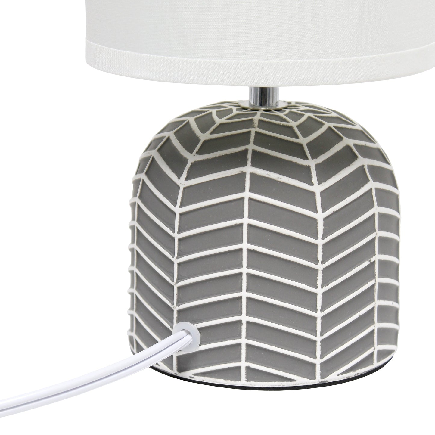 All The Rages Simple Designs Gray 10" Webbed Waves Base Table Lamp With White Fabric Drum Shade