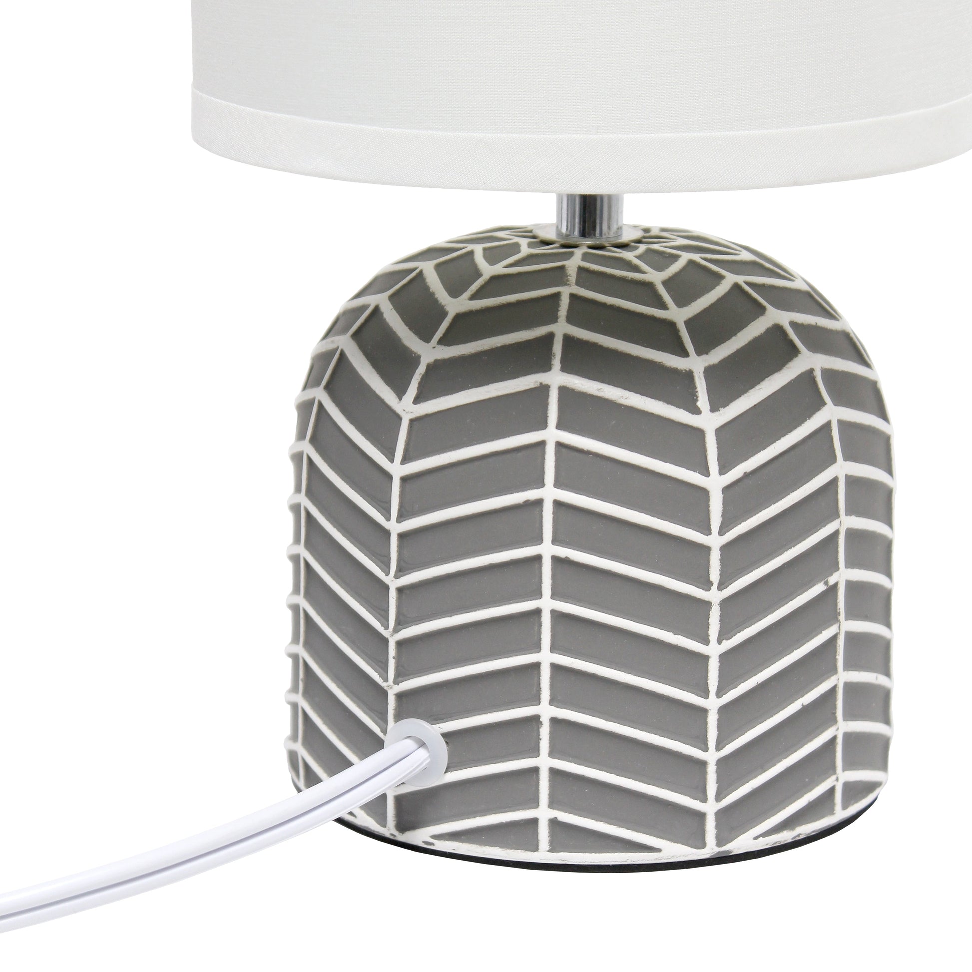 All The Rages Simple Designs Gray 10" Webbed Waves Base Table Lamp With White Fabric Drum Shade