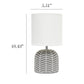 All The Rages Simple Designs Gray 10" Webbed Waves Base Table Lamp With White Fabric Drum Shade