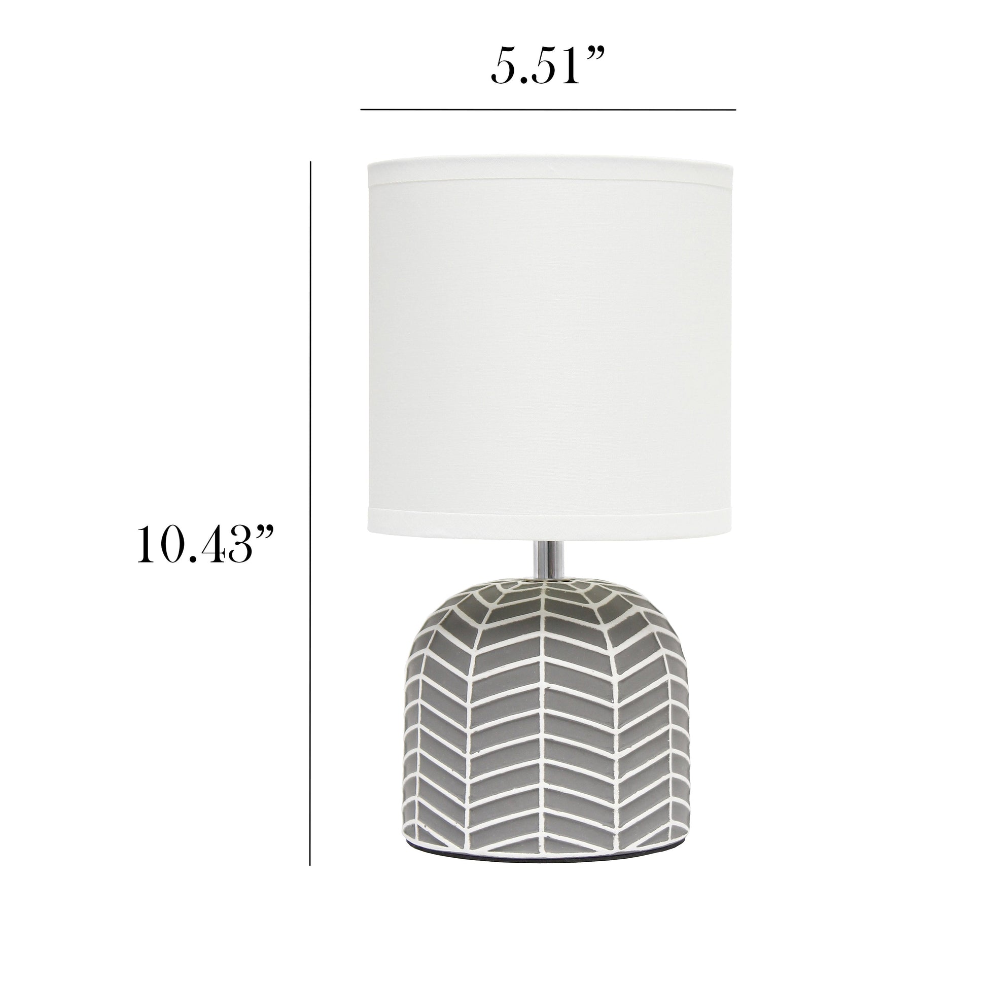 All The Rages Simple Designs Gray 10" Webbed Waves Base Table Lamp With White Fabric Drum Shade