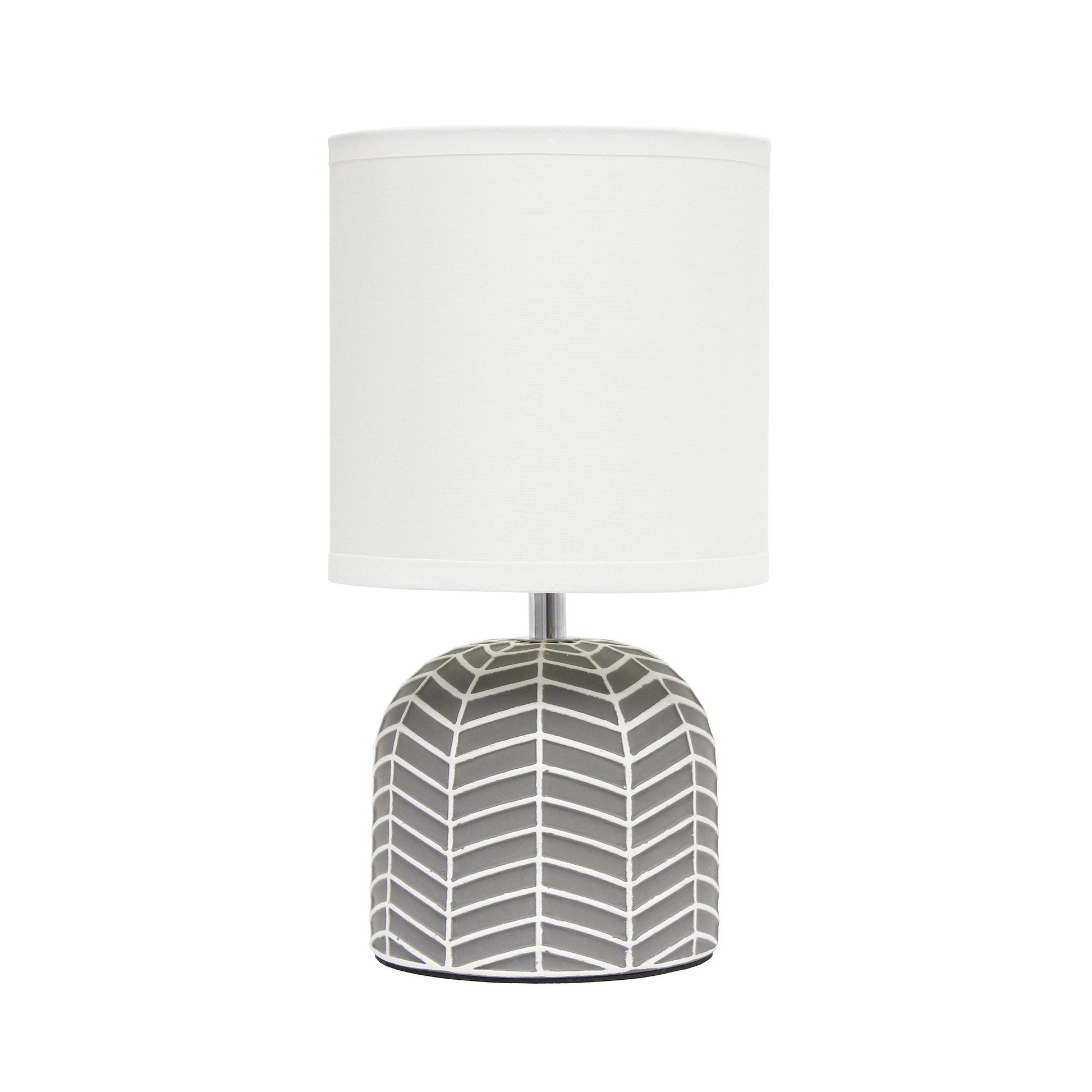All The Rages Simple Designs Gray 10" Webbed Waves Base Table Lamp With White Fabric Drum Shade