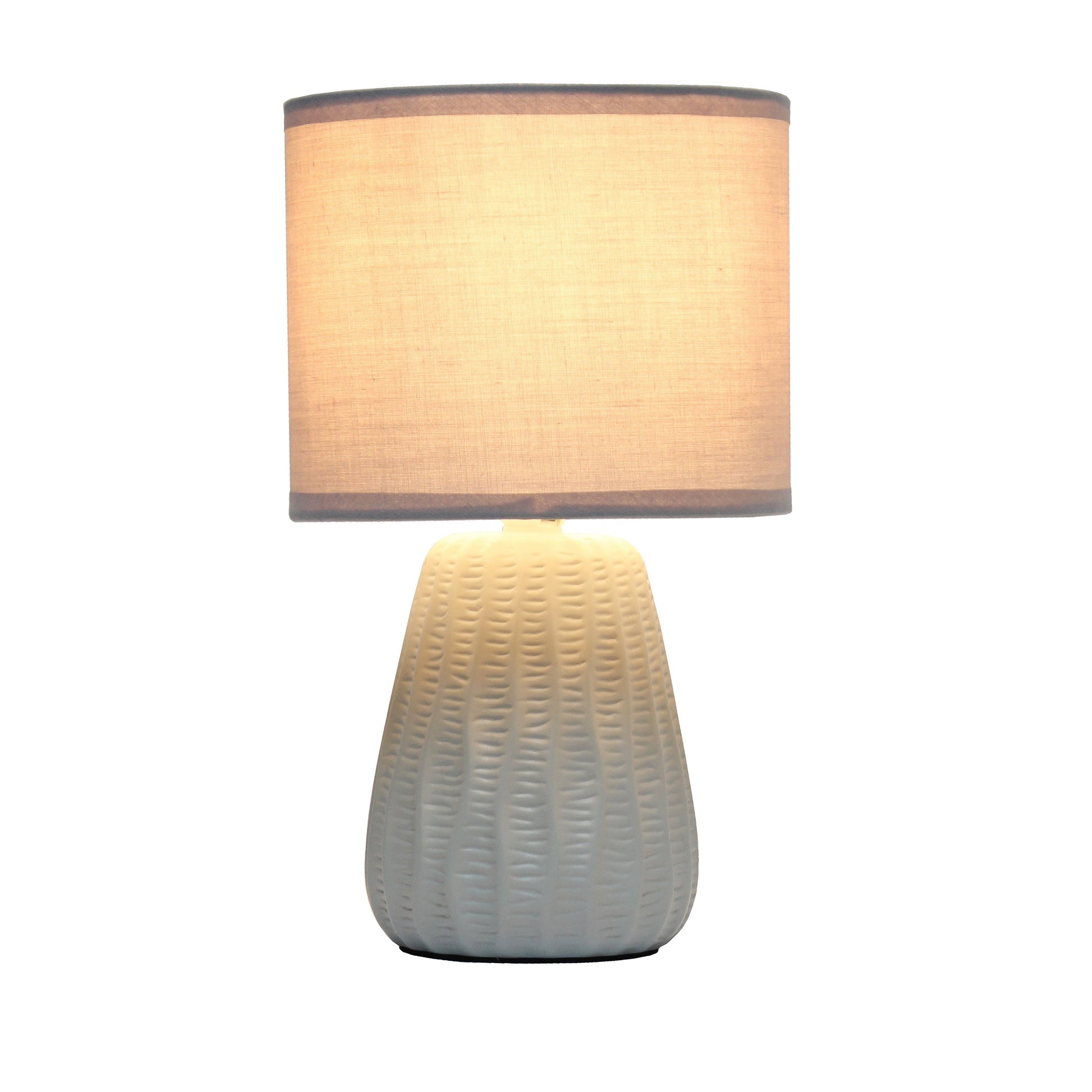 All The Rages Simple Designs Gray 11" Ceramic Texture Pastel Table Lamp With Matching Fabric Shade