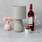 All The Rages Simple Designs Gray 11" Ceramic Texture Pastel Table Lamp With Matching Fabric Shade