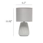 All The Rages Simple Designs Gray 11" Ceramic Texture Pastel Table Lamp With Matching Fabric Shade