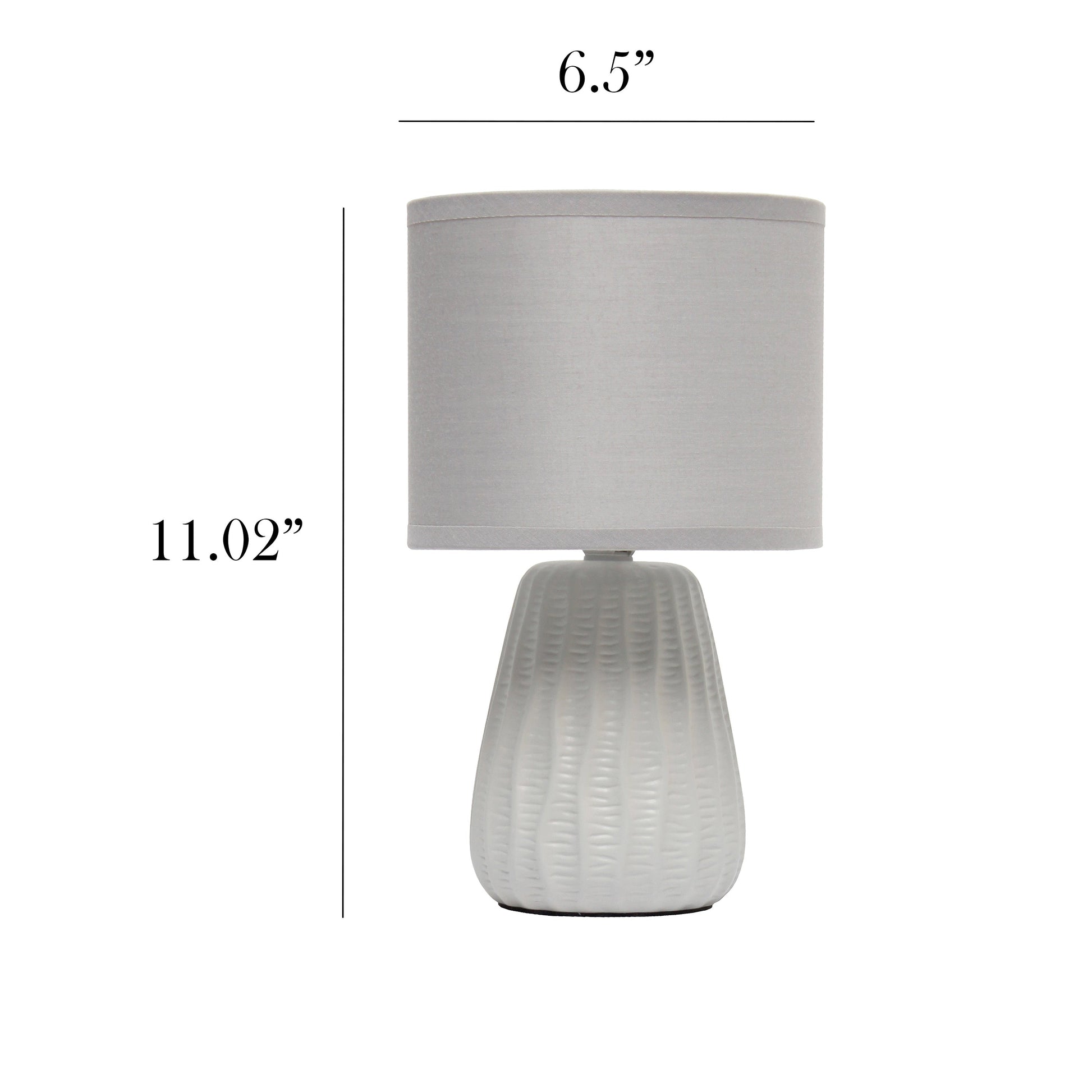 All The Rages Simple Designs Gray 11" Ceramic Texture Pastel Table Lamp With Matching Fabric Shade