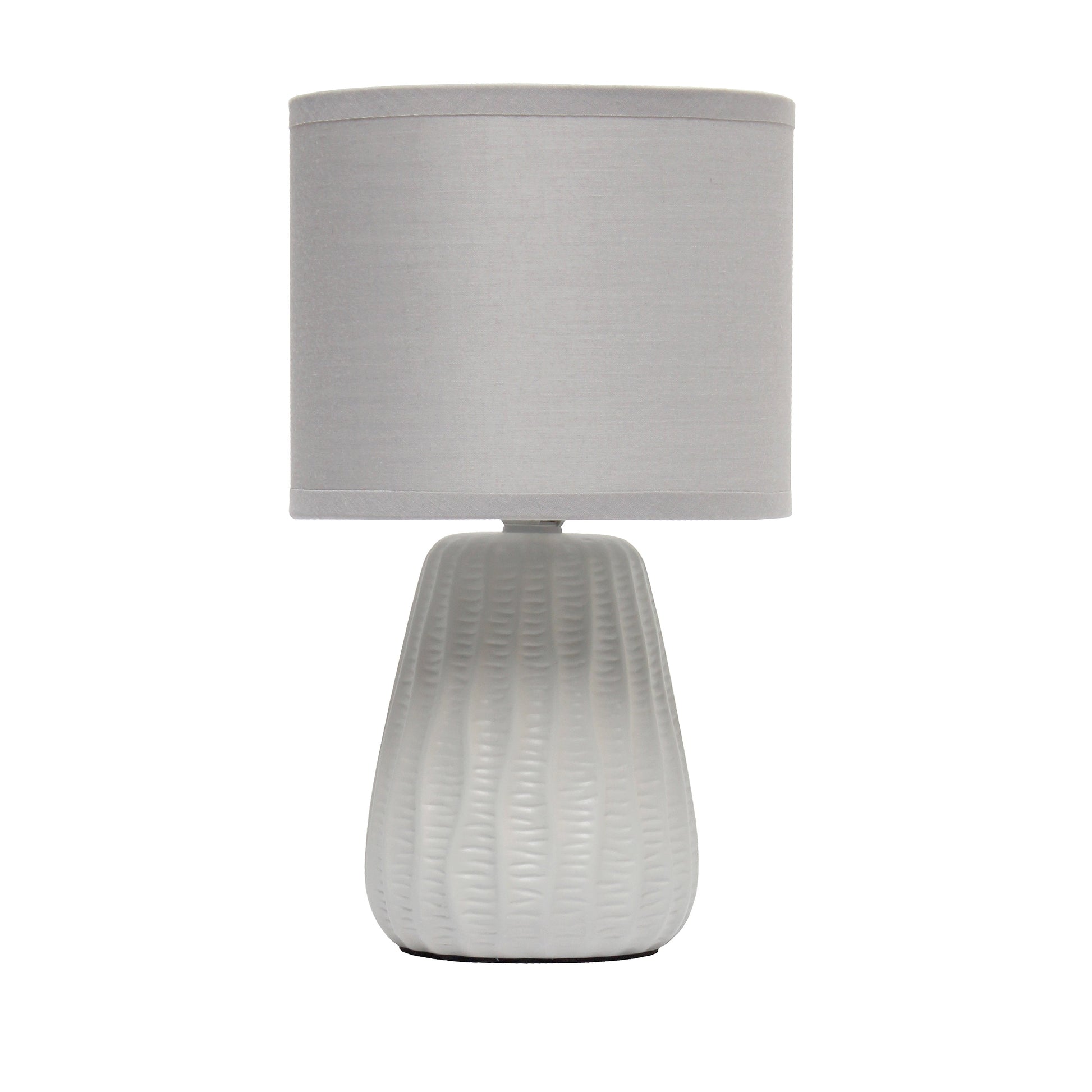 All The Rages Simple Designs Gray 11" Ceramic Texture Pastel Table Lamp With Matching Fabric Shade