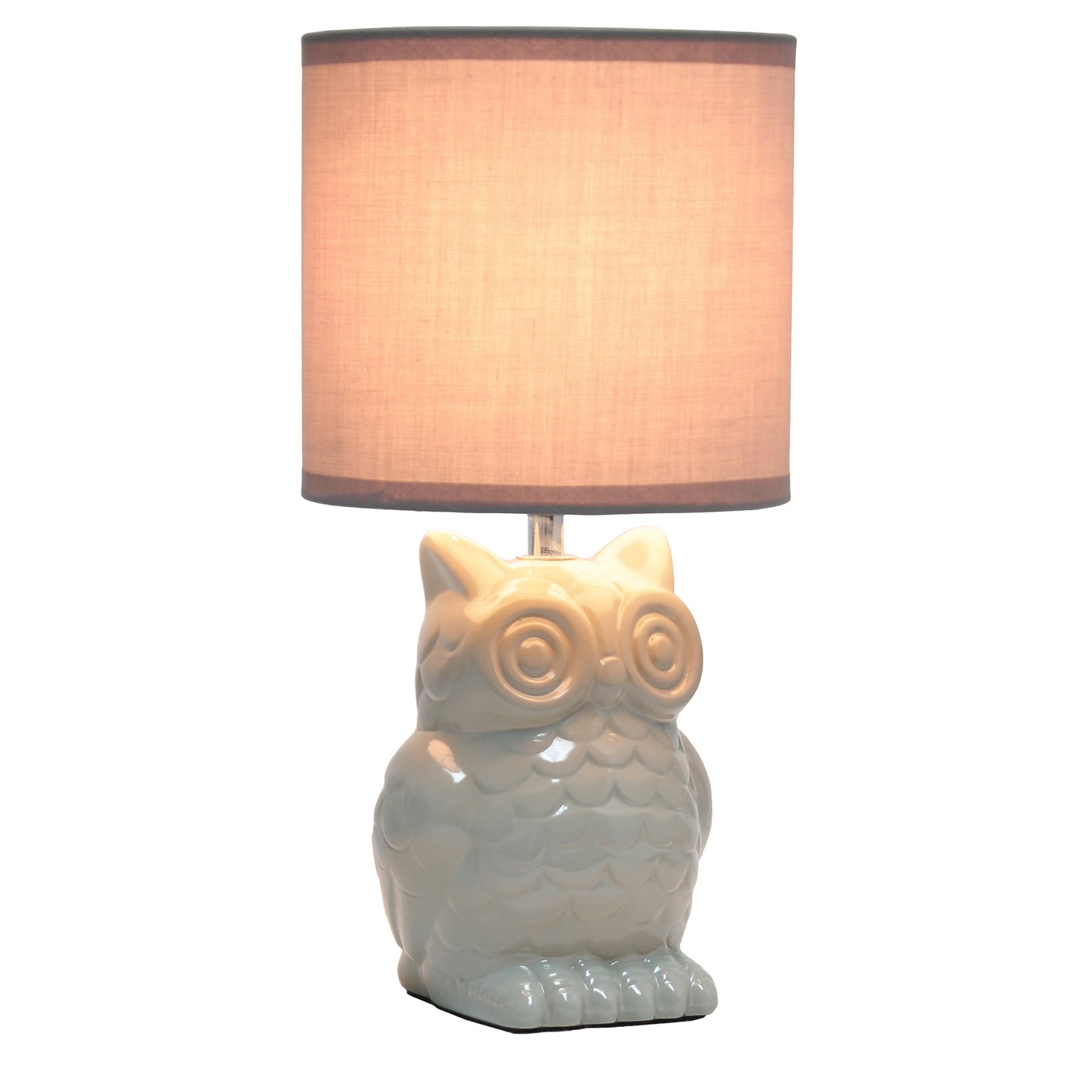 All The Rages Simple Designs Gray 13" Ceramic Owl Table Lamp With Matching Fabric Shade