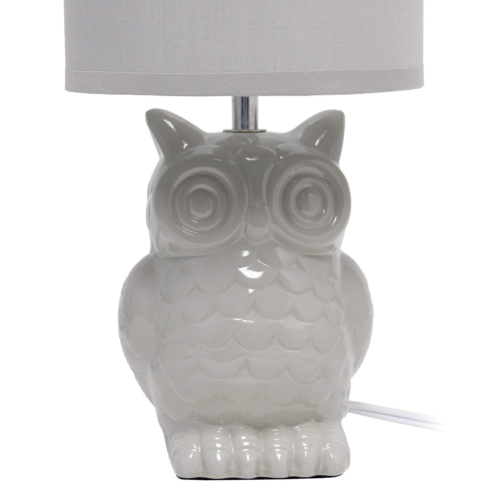 All The Rages Simple Designs Gray 13" Ceramic Owl Table Lamp With Matching Fabric Shade