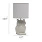 All The Rages Simple Designs Gray 13" Ceramic Owl Table Lamp With Matching Fabric Shade