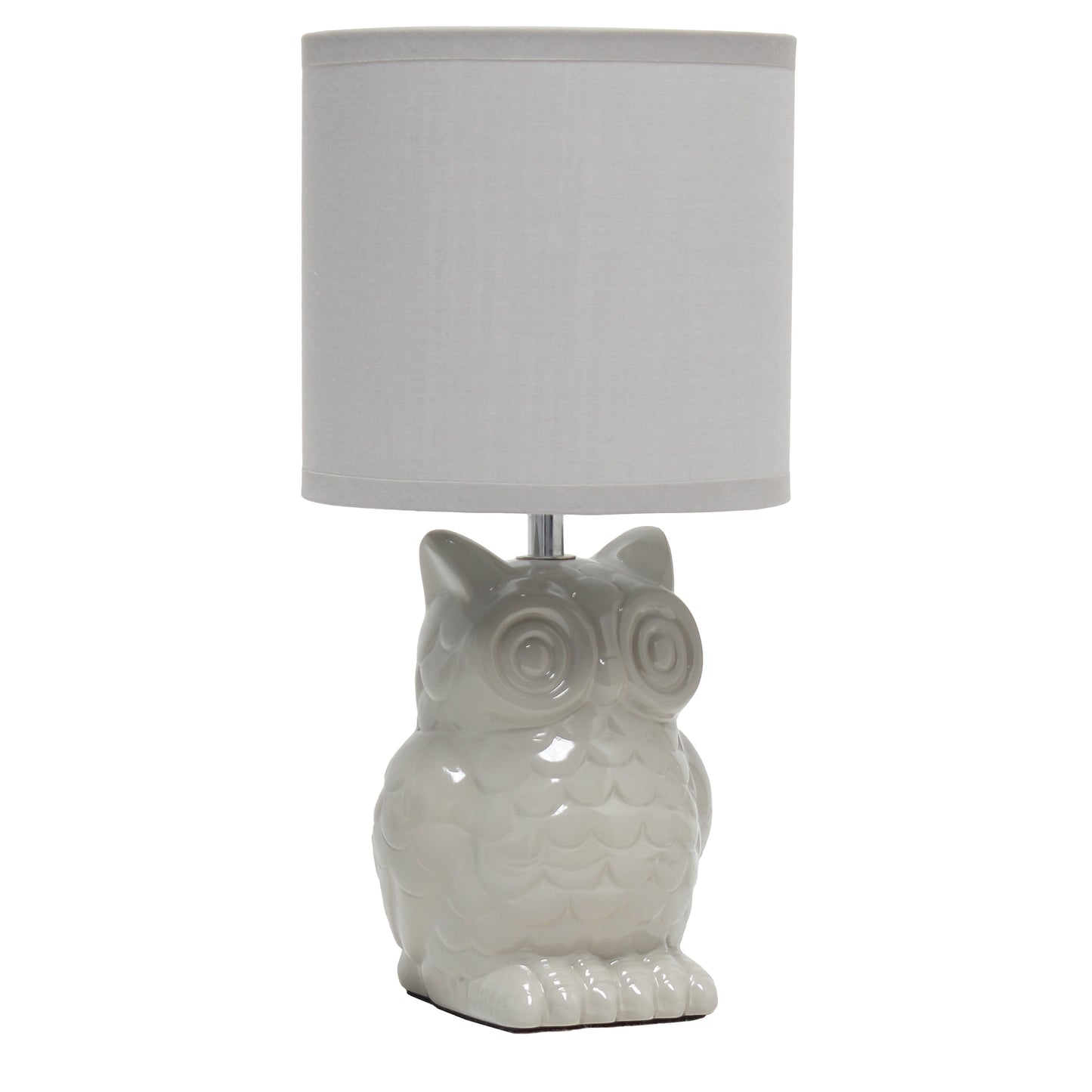 All The Rages Simple Designs Gray 13" Ceramic Owl Table Lamp With Matching Fabric Shade