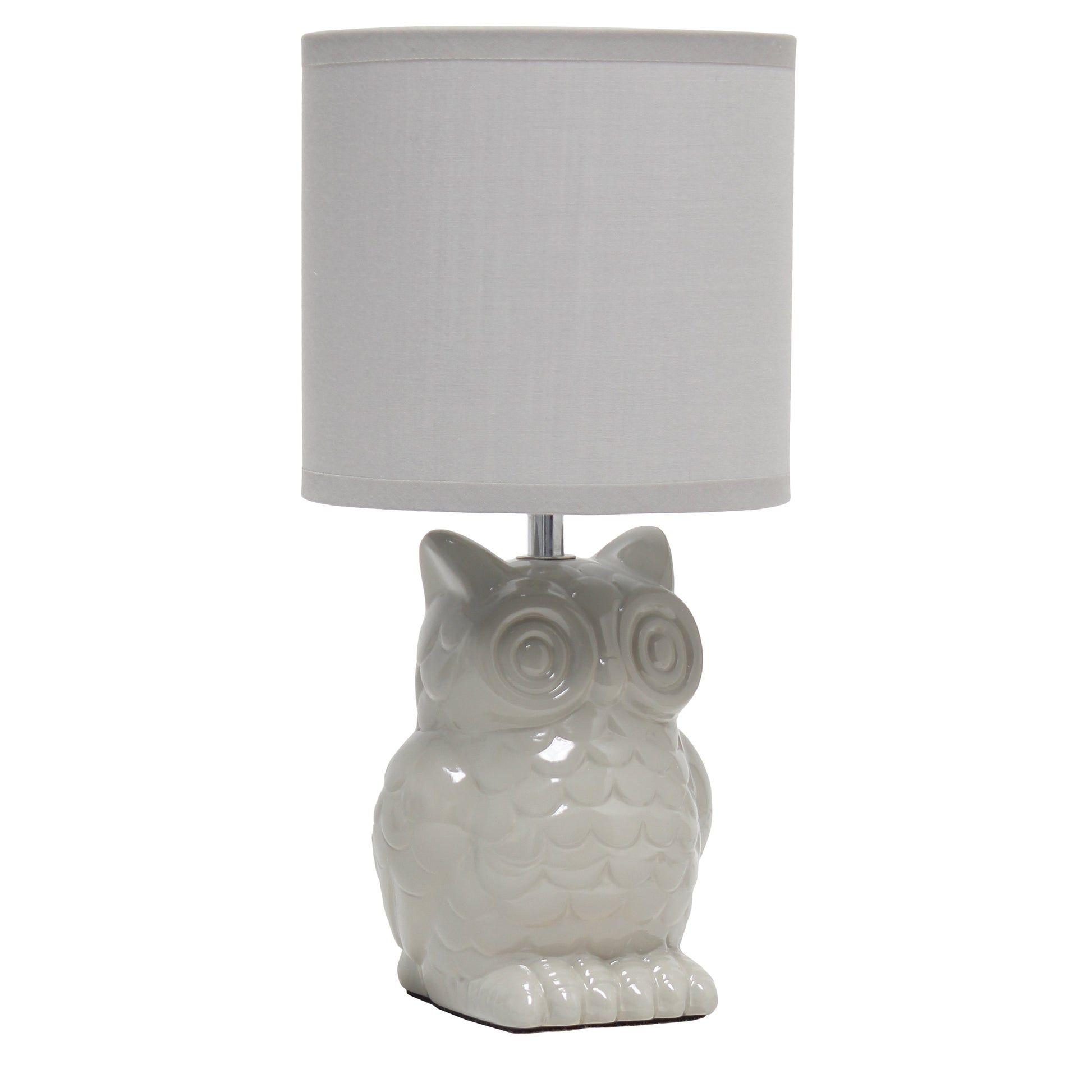All The Rages Simple Designs Gray 13" Ceramic Owl Table Lamp With Matching Fabric Shade