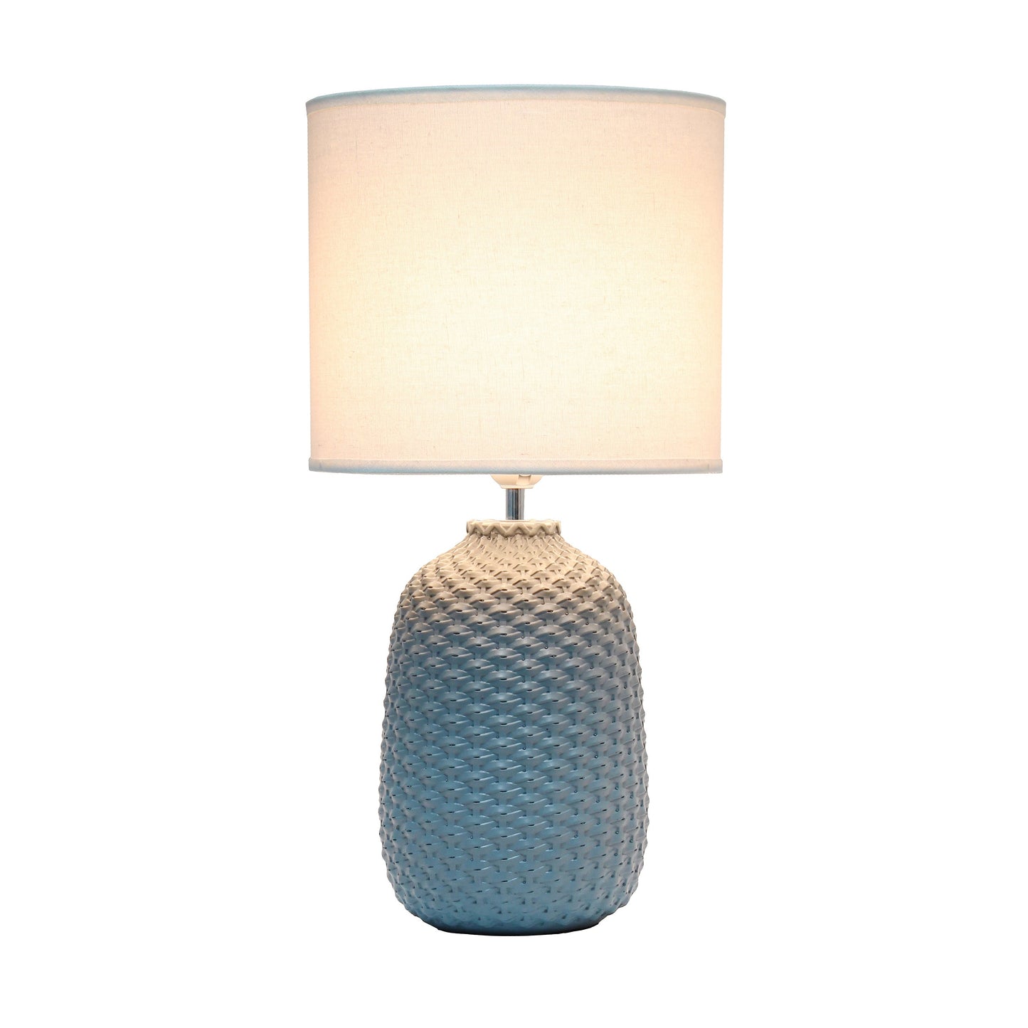 All The Rages Simple Designs Gray 20" Ceramic Purled Texture Table Lamp With White Fabric Drum Shade