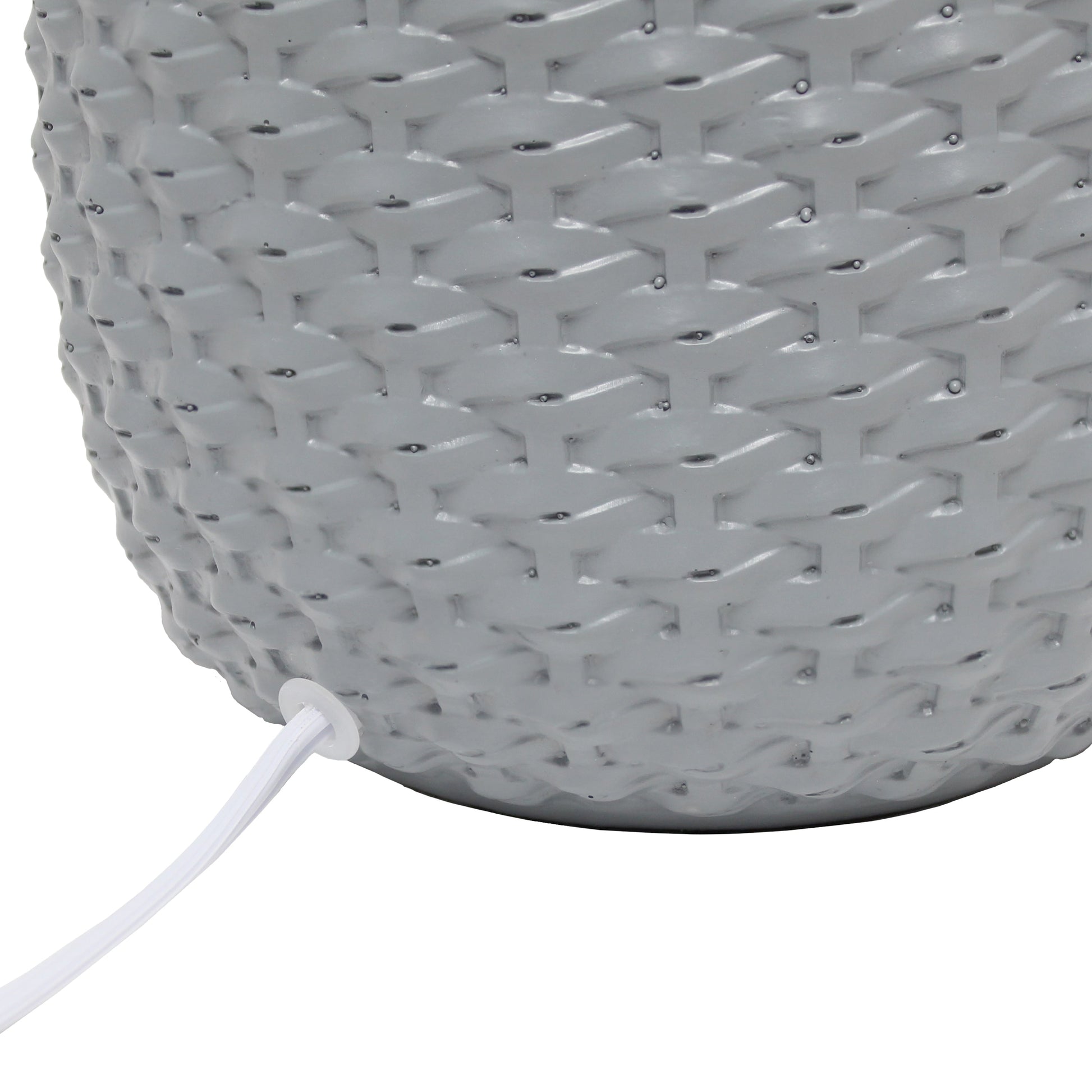 All The Rages Simple Designs Gray 20" Ceramic Purled Texture Table Lamp With White Fabric Drum Shade