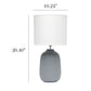 All The Rages Simple Designs Gray 20" Ceramic Purled Texture Table Lamp With White Fabric Drum Shade
