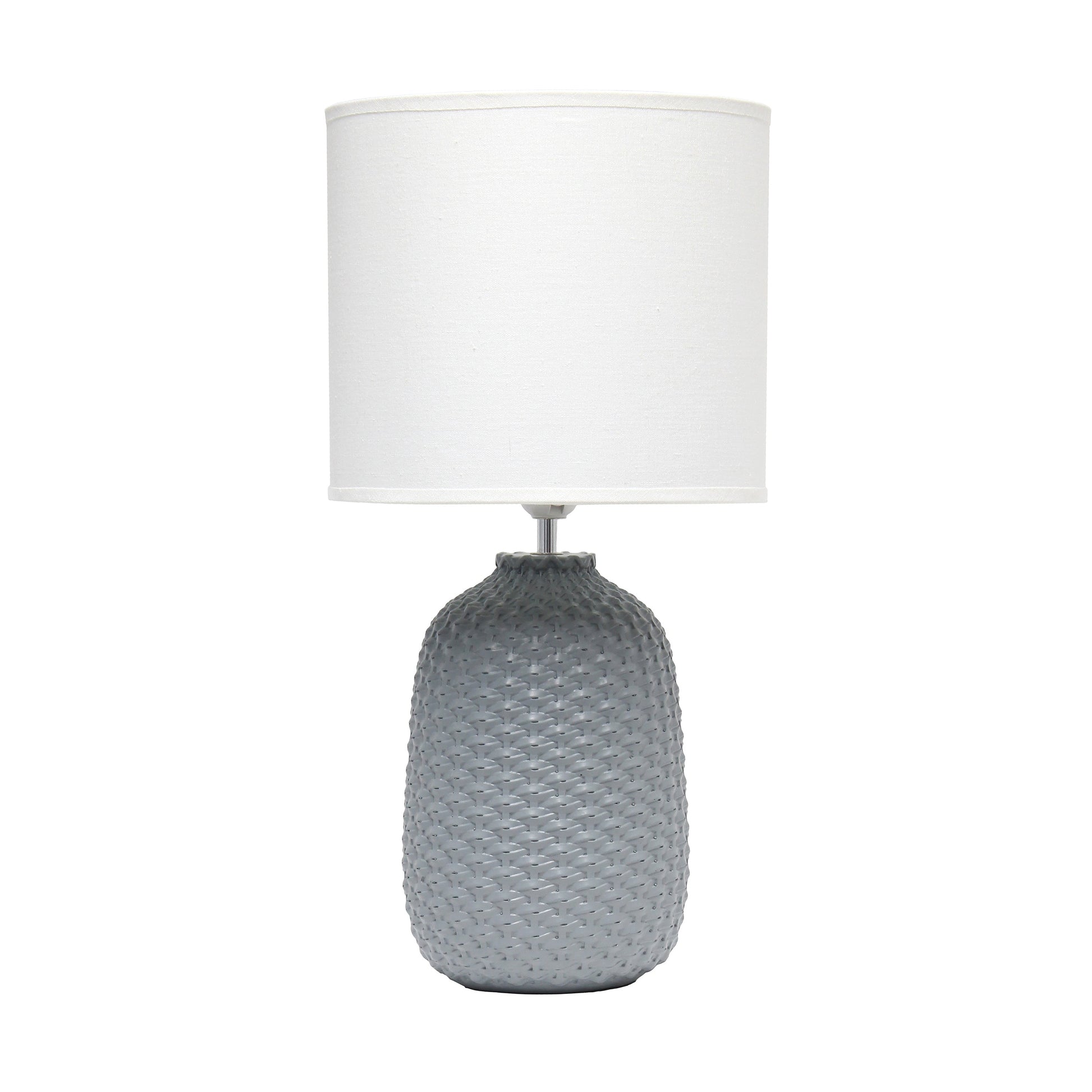All The Rages Simple Designs Gray 20" Ceramic Purled Texture Table Lamp With White Fabric Drum Shade