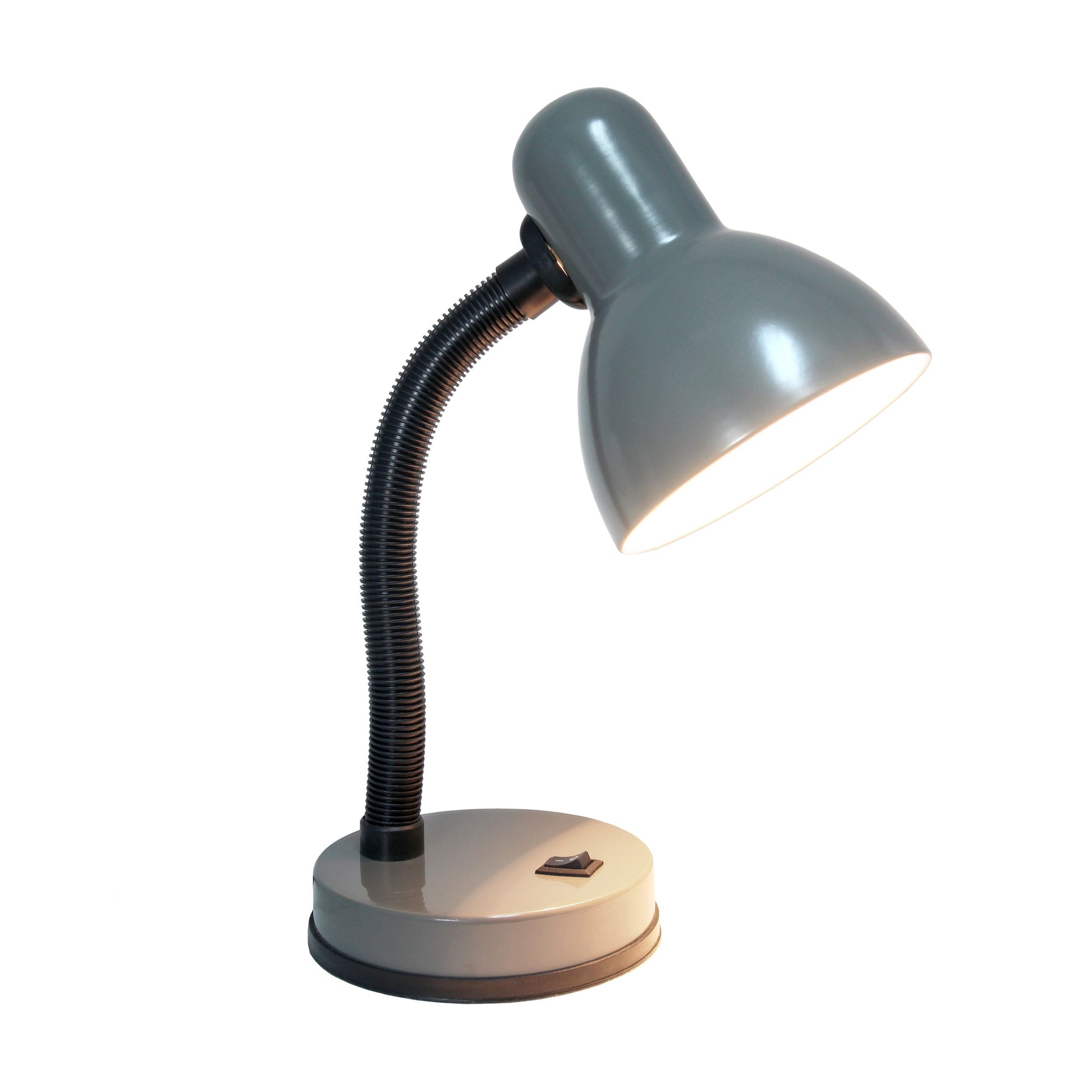 All The Rages Simple Designs Gray Basic Metal Desk Lamp With Flexible Hose Neck