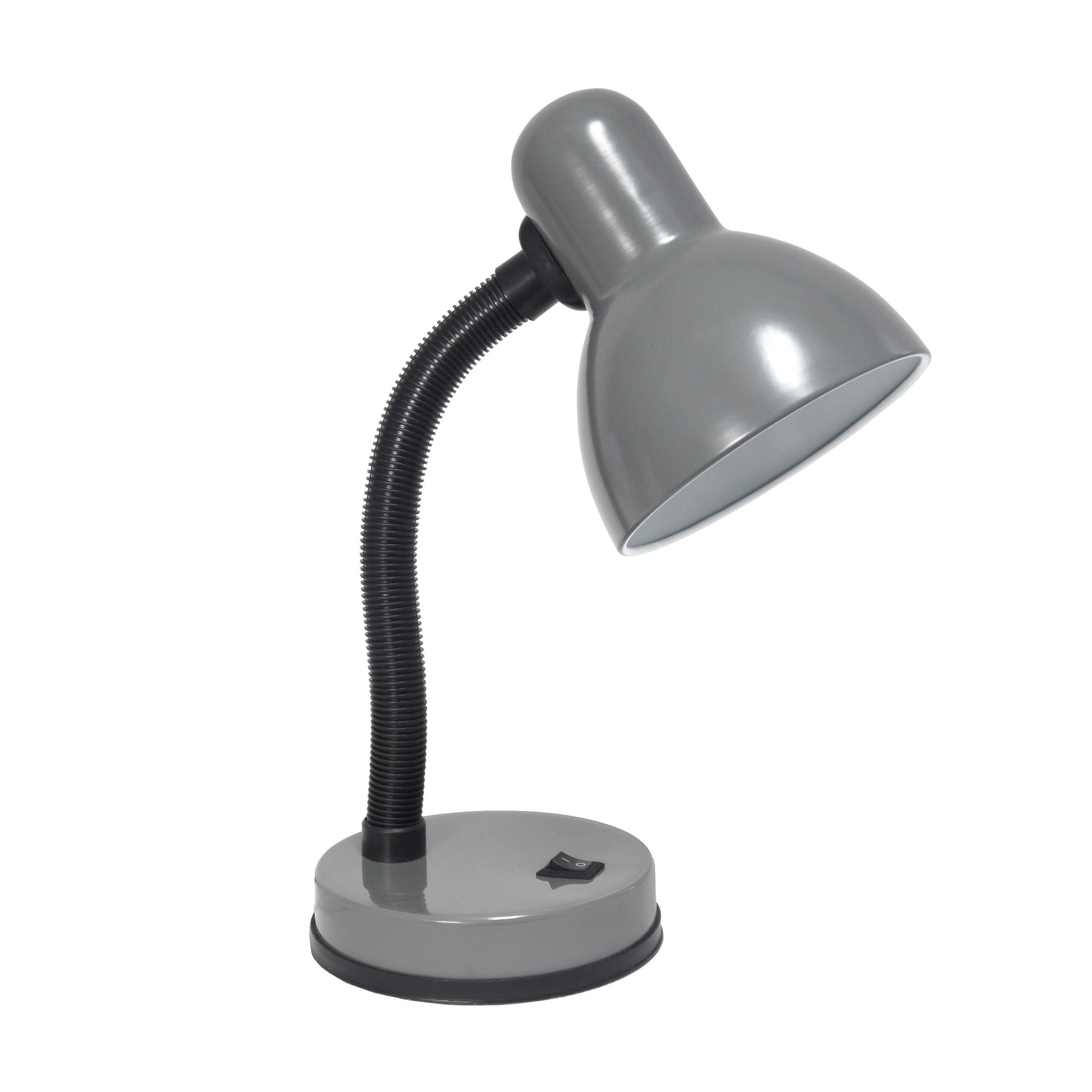 All The Rages Simple Designs Gray Basic Metal Desk Lamp With Flexible Hose Neck