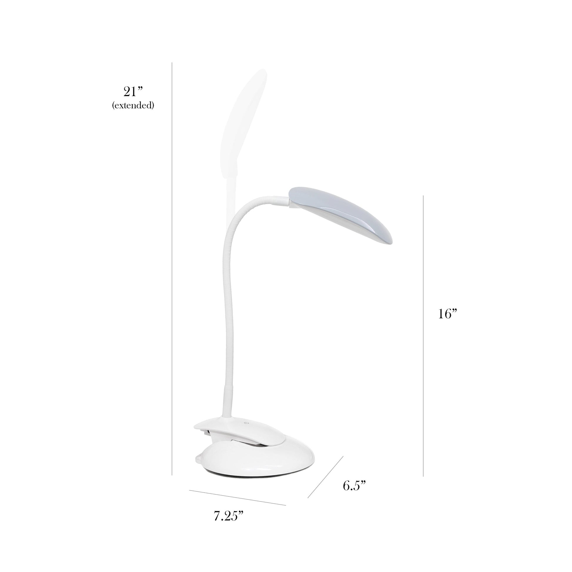 All The Rages Simple Designs Gray Flexi LED Rounded Clip Table Lamp