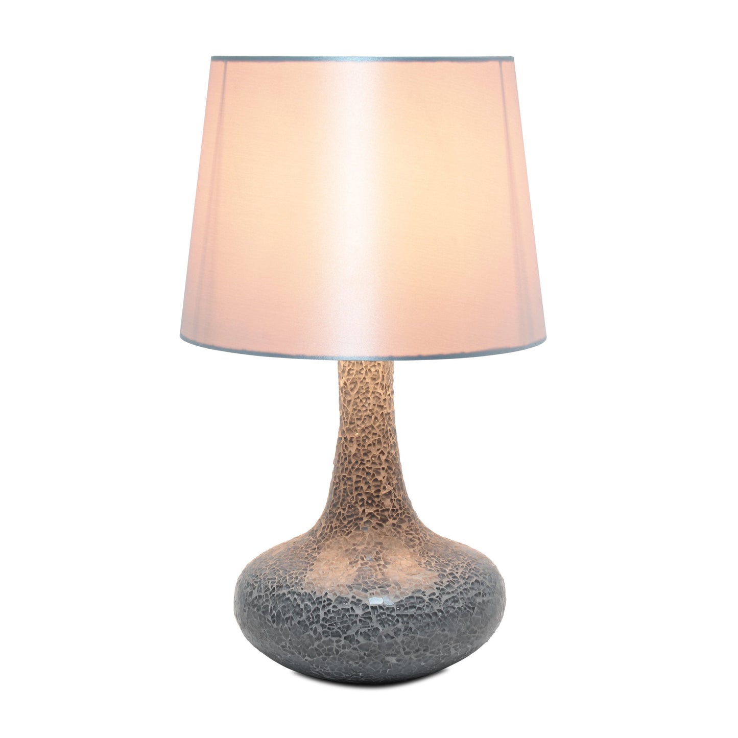 All The Rages Simple Designs Gray Mosaic Tiled Glass Genie Table Lamp With Gray Fabric Shade