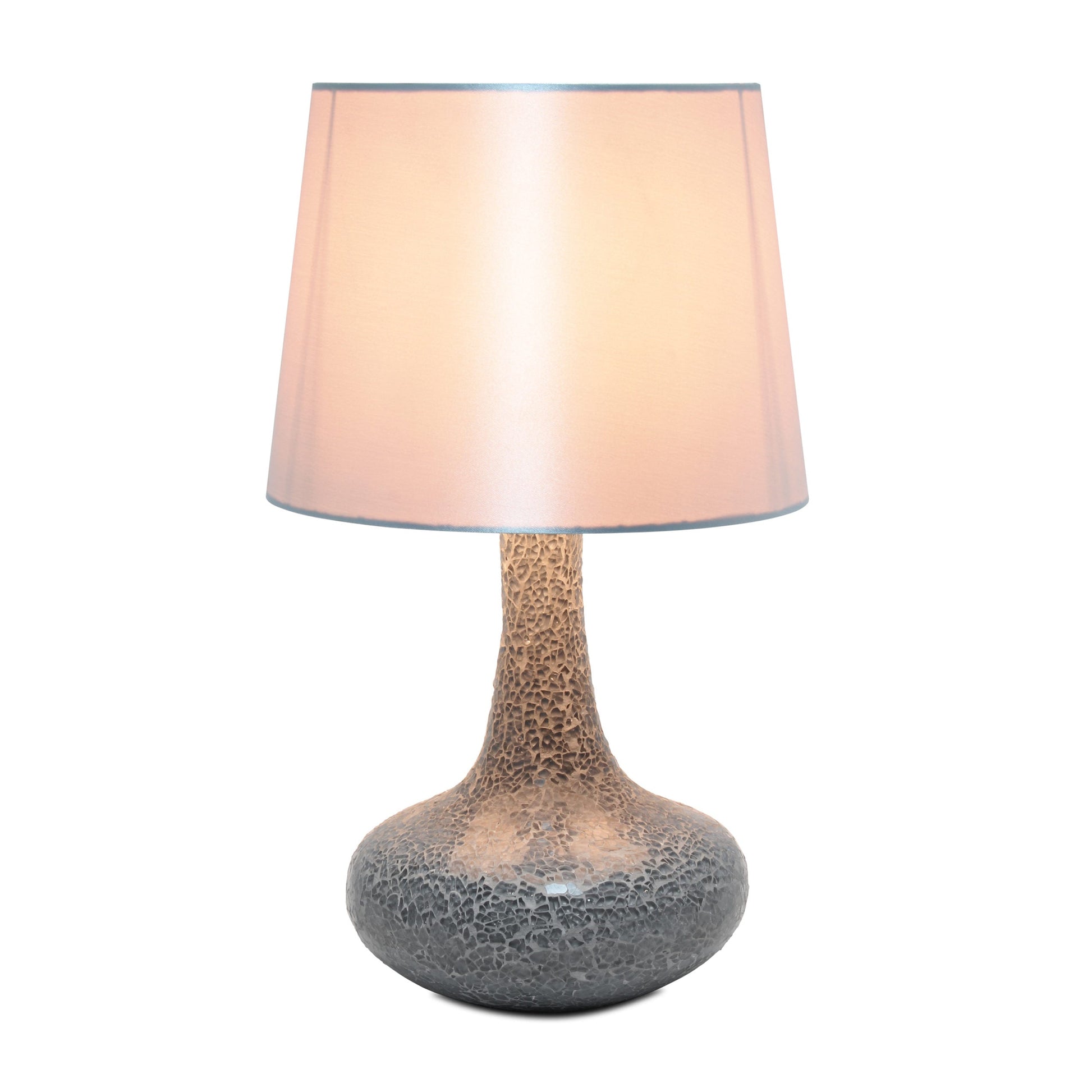 All The Rages Simple Designs Gray Mosaic Tiled Glass Genie Table Lamp With Gray Fabric Shade