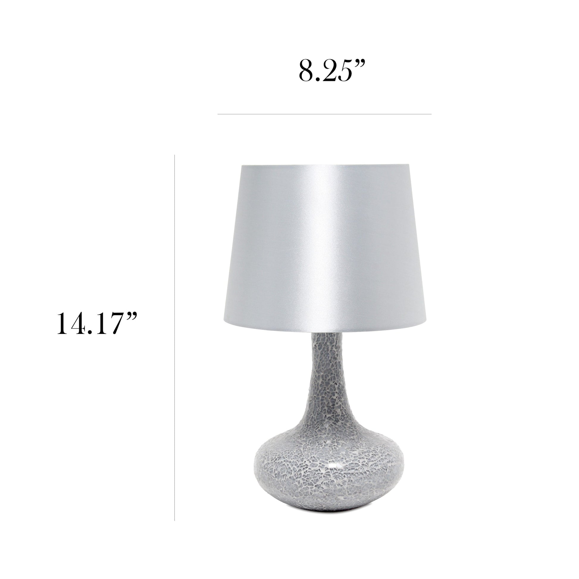 All The Rages Simple Designs Gray Mosaic Tiled Glass Genie Table Lamp With Gray Fabric Shade