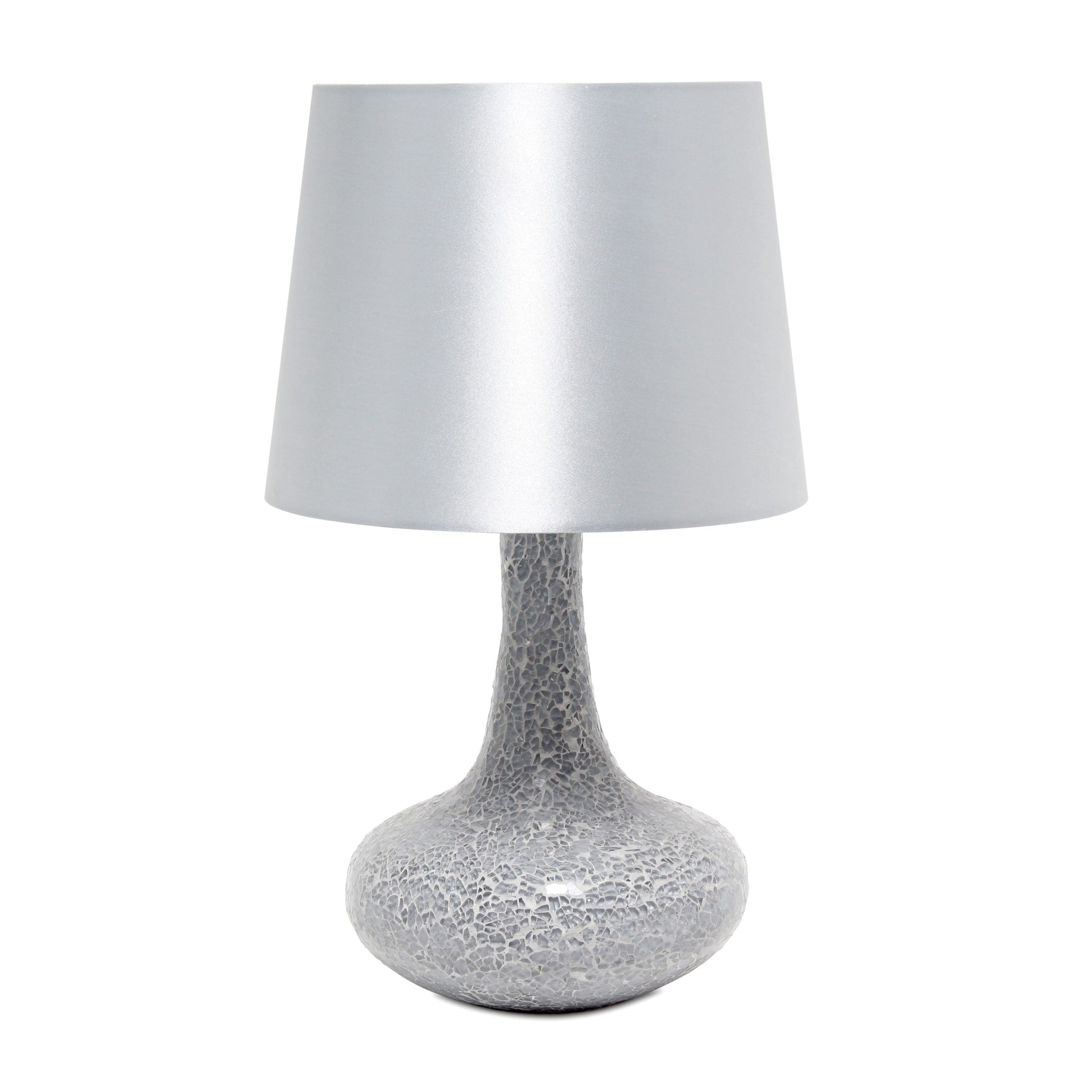 All The Rages Simple Designs Gray Mosaic Tiled Glass Genie Table Lamp With Gray Fabric Shade
