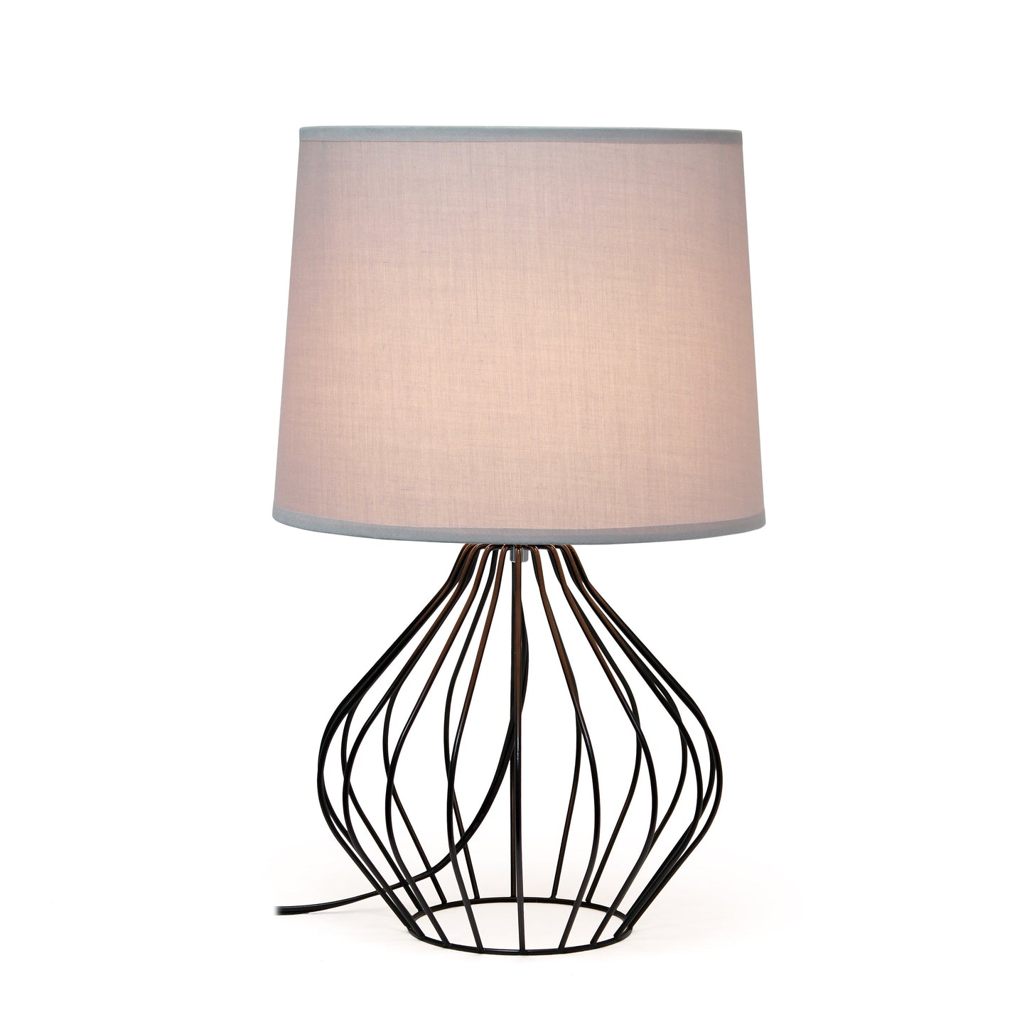 All The Rages Simple Designs Gray On Black Geometrically Wired Table Lamp