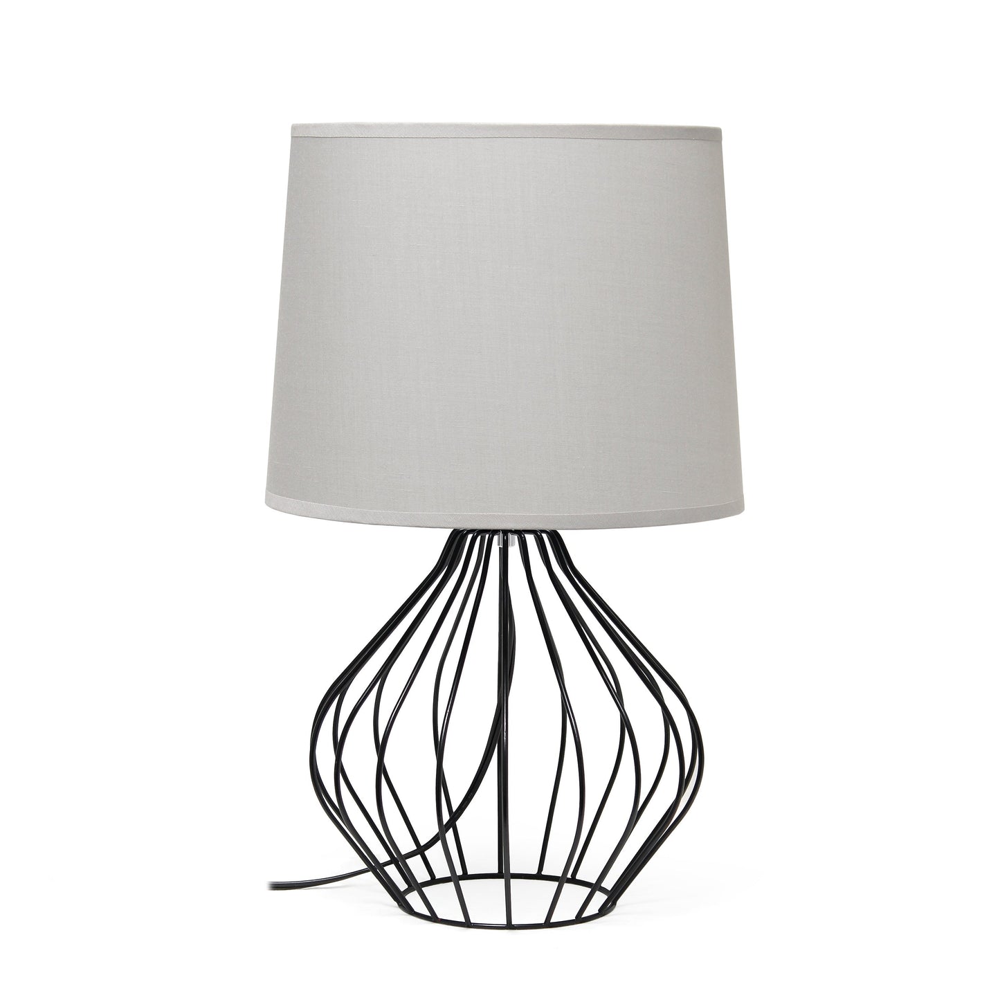 All The Rages Simple Designs Gray On Black Geometrically Wired Table Lamp