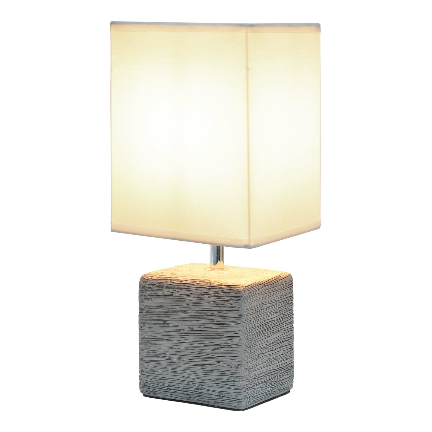 All The Rages Simple Designs Gray Petite Faux Stone Table Lamp With White Fabric Shade