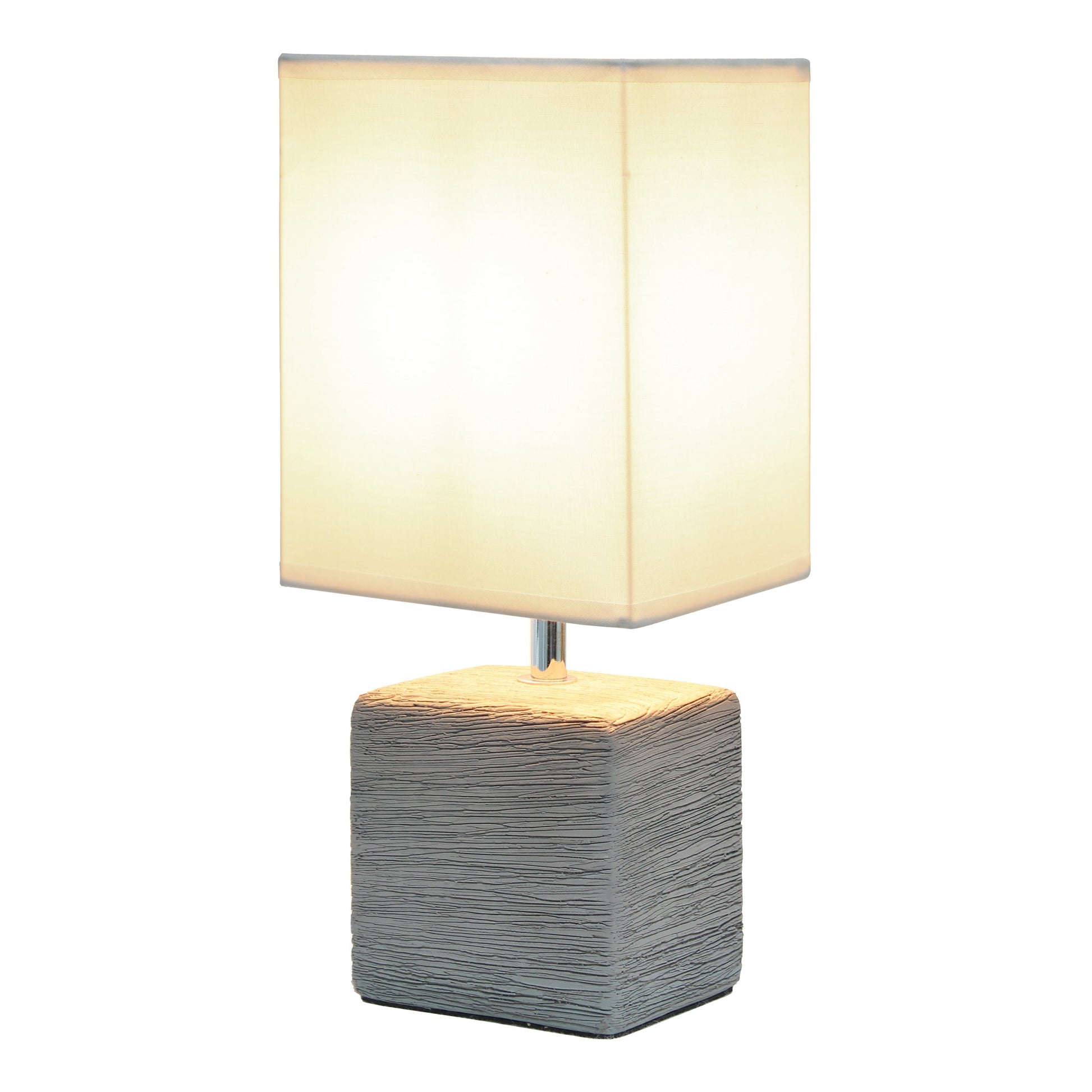 All The Rages Simple Designs Gray Petite Faux Stone Table Lamp With White Fabric Shade