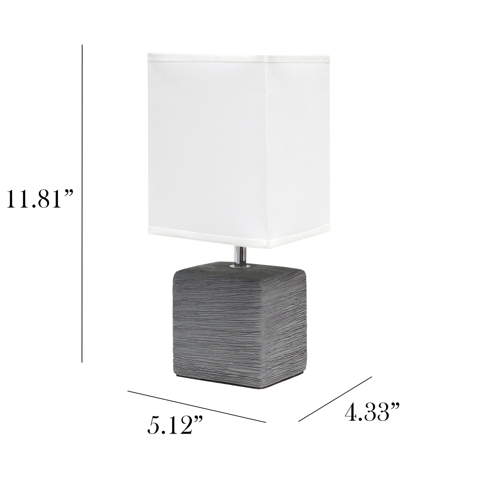 All The Rages Simple Designs Gray Petite Faux Stone Table Lamp With White Fabric Shade