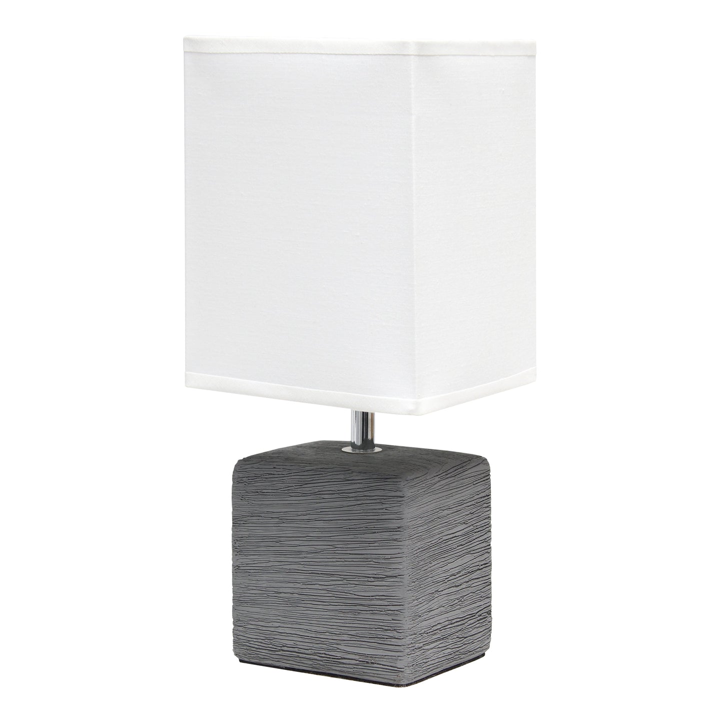 All The Rages Simple Designs Gray Petite Faux Stone Table Lamp With White Fabric Shade