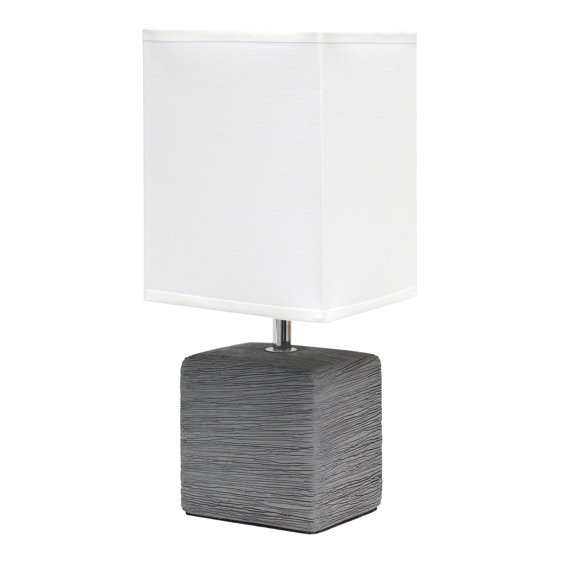 All The Rages Simple Designs Gray Petite Faux Stone Table Lamp With White Fabric Shade