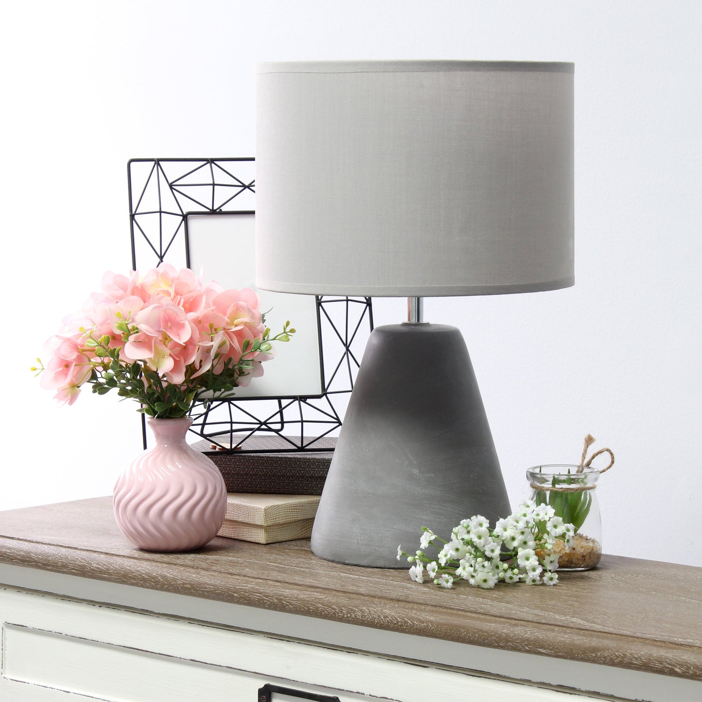 All The Rages Simple Designs Gray Pinnacle Concrete Table Lamp