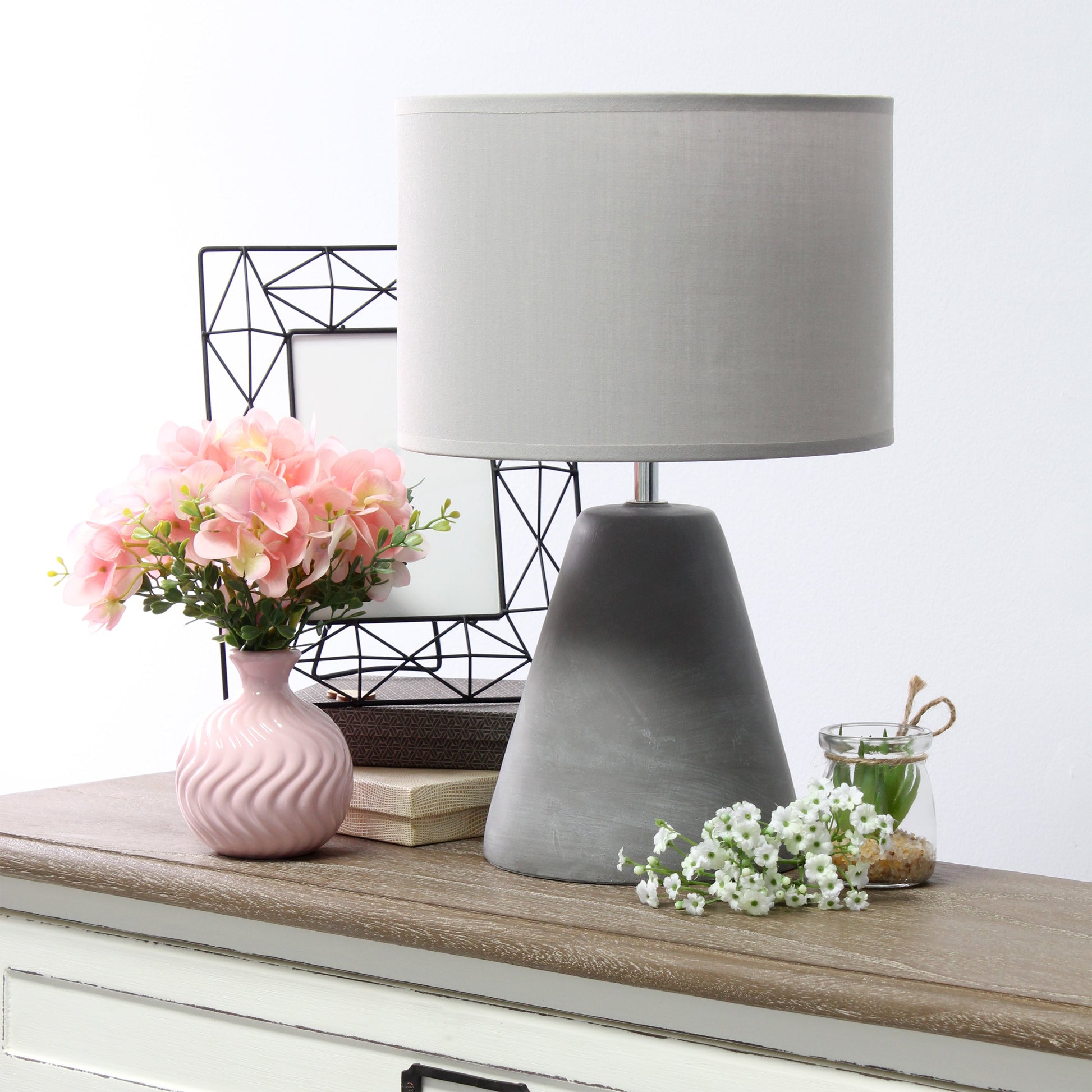 All The Rages Simple Designs Gray Pinnacle Concrete Table Lamp