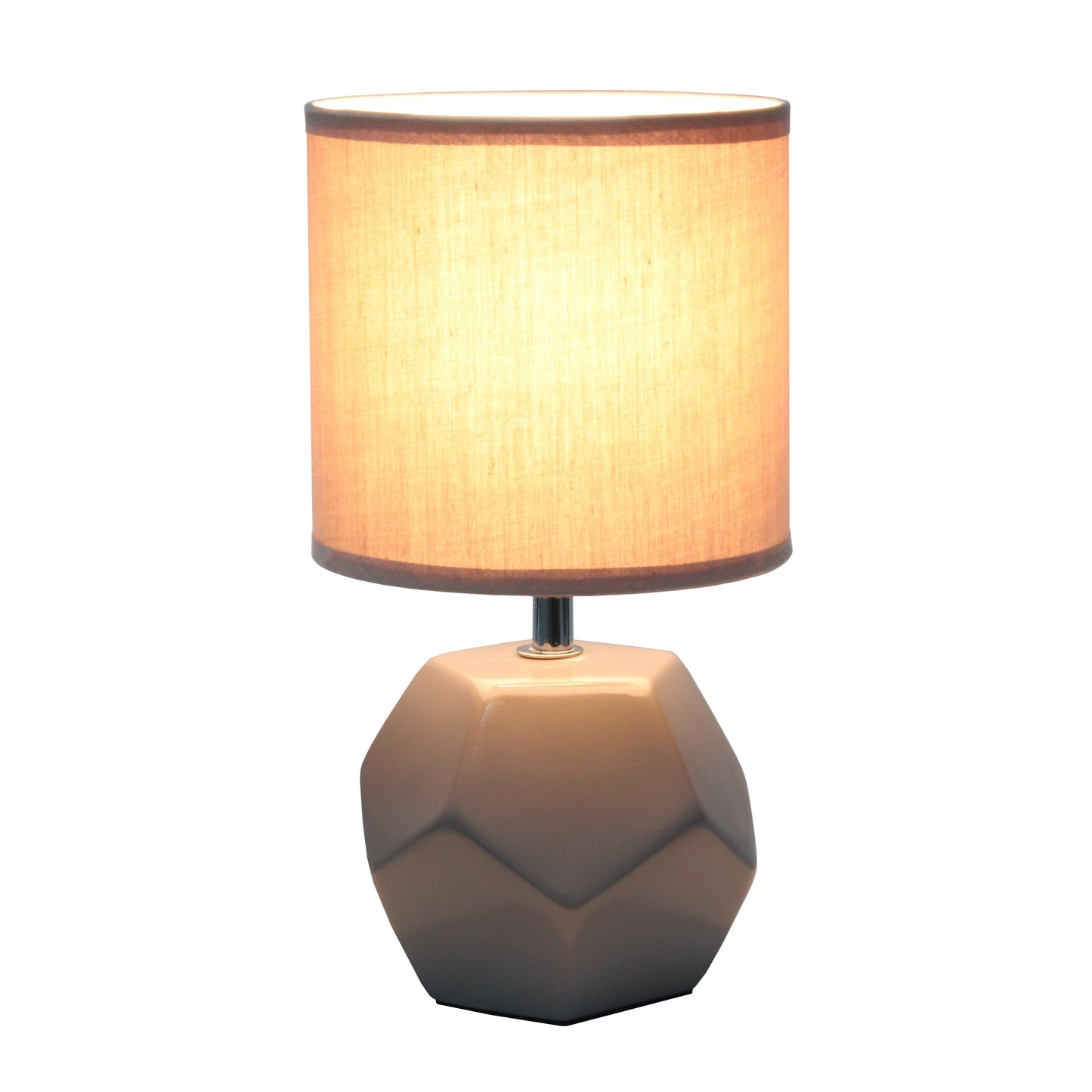All The Rages Simple Designs Gray Round Prism Mini Table Lamp With Matching Fabric Shade