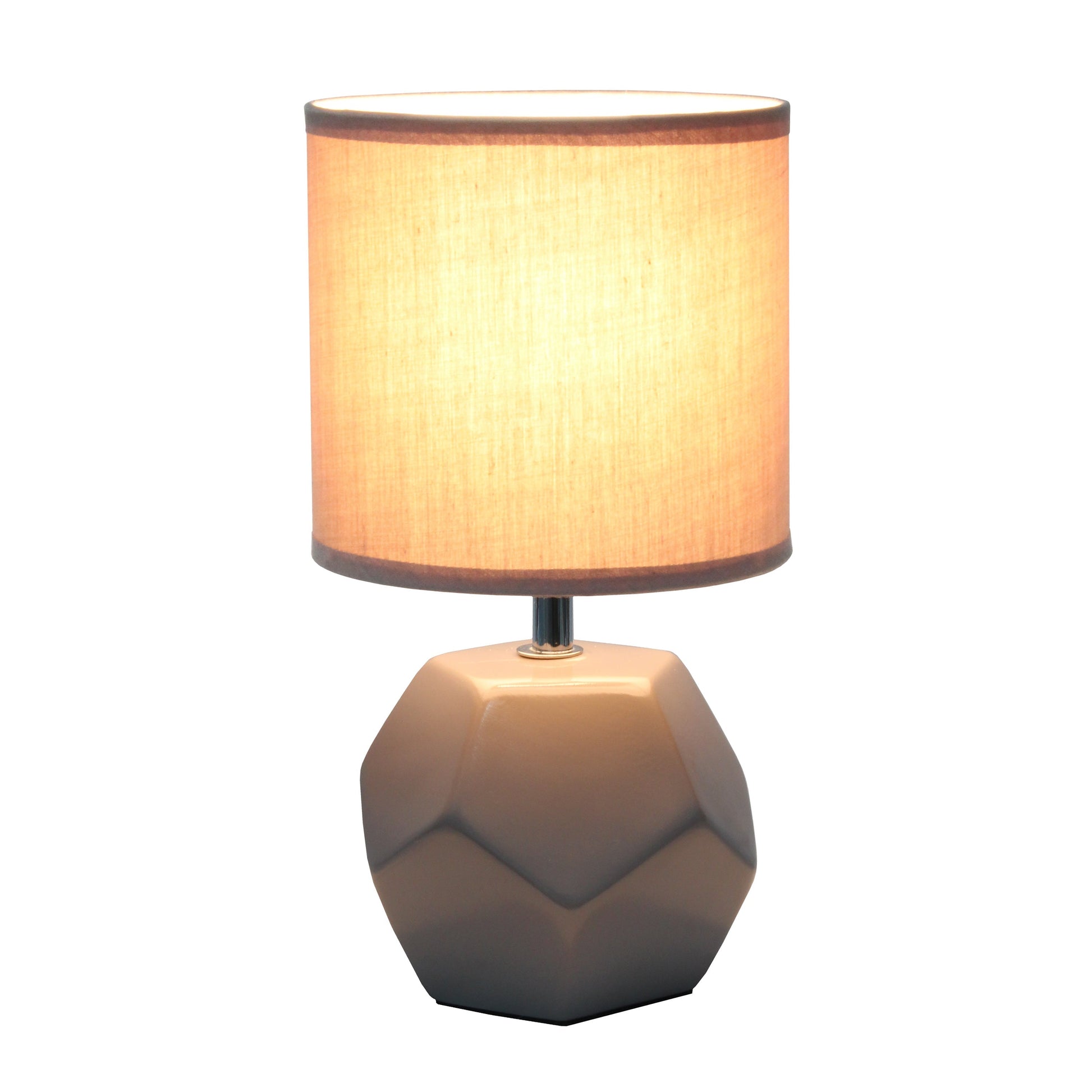 All The Rages Simple Designs Gray Round Prism Mini Table Lamp With Matching Fabric Shade