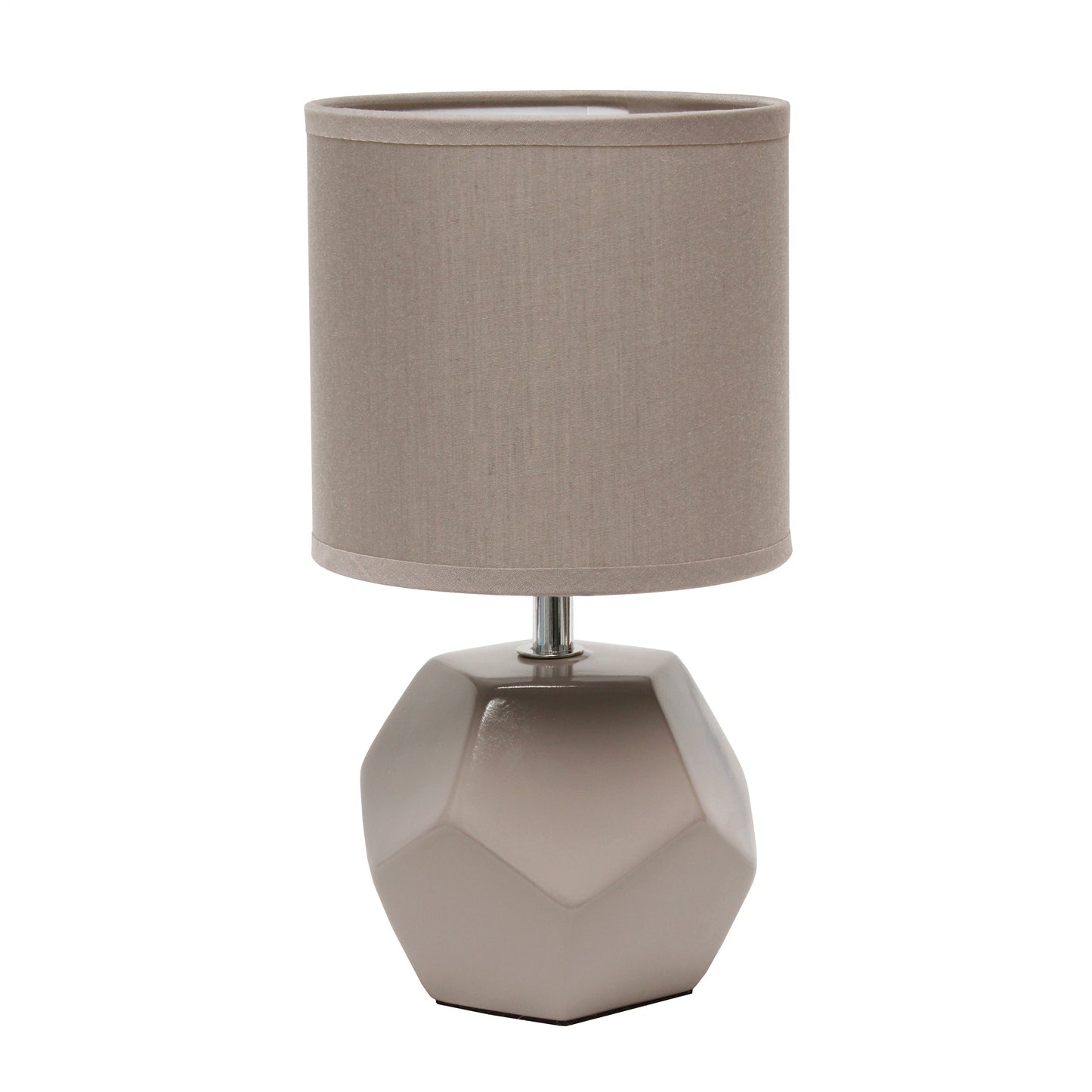 All The Rages Simple Designs Gray Round Prism Mini Table Lamp With Matching Fabric Shade
