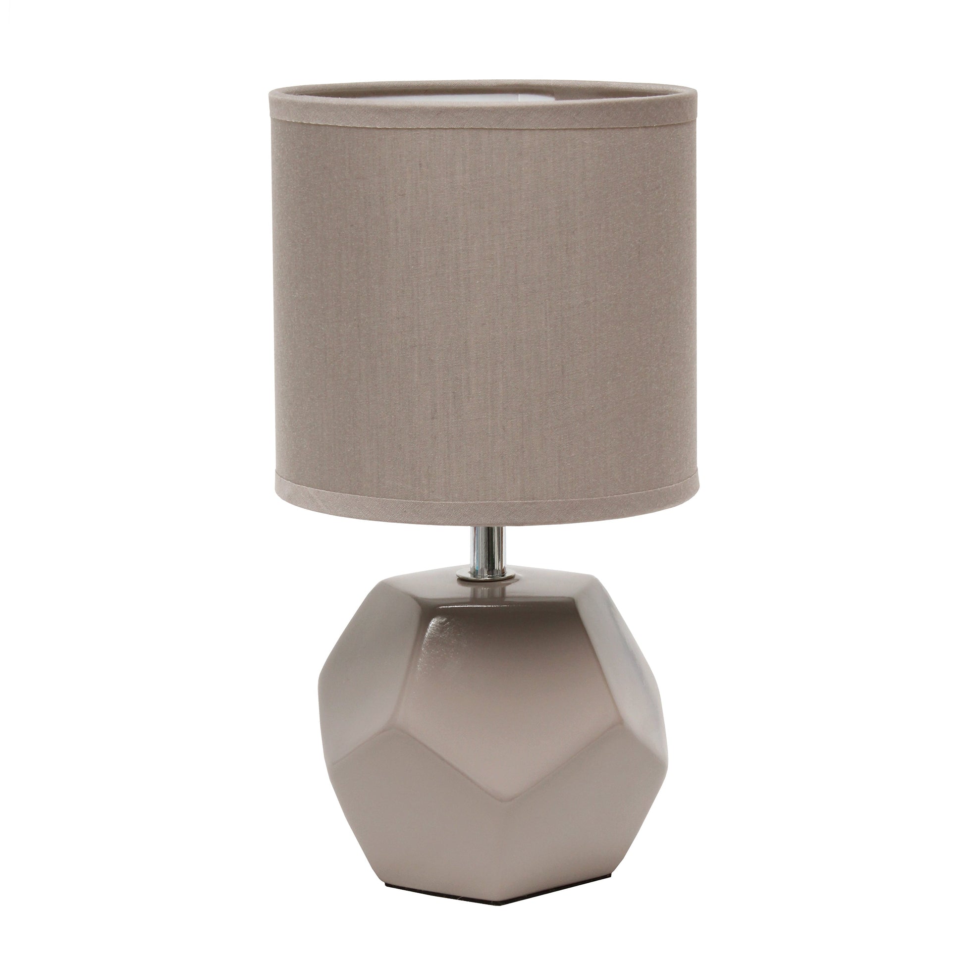 All The Rages Simple Designs Gray Round Prism Mini Table Lamp With Matching Fabric Shade