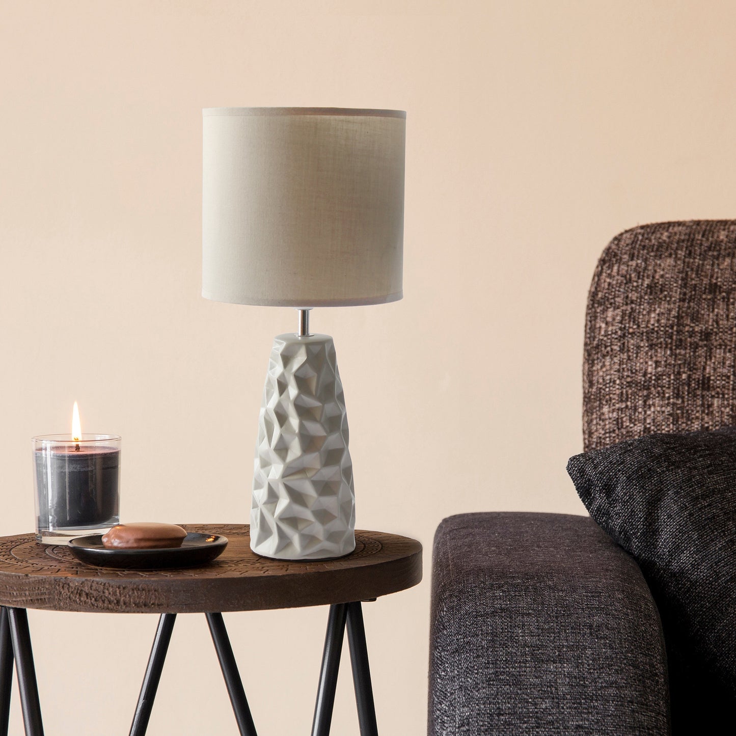All The Rages Simple Designs Gray Sculpted Ceramic Table Lamp