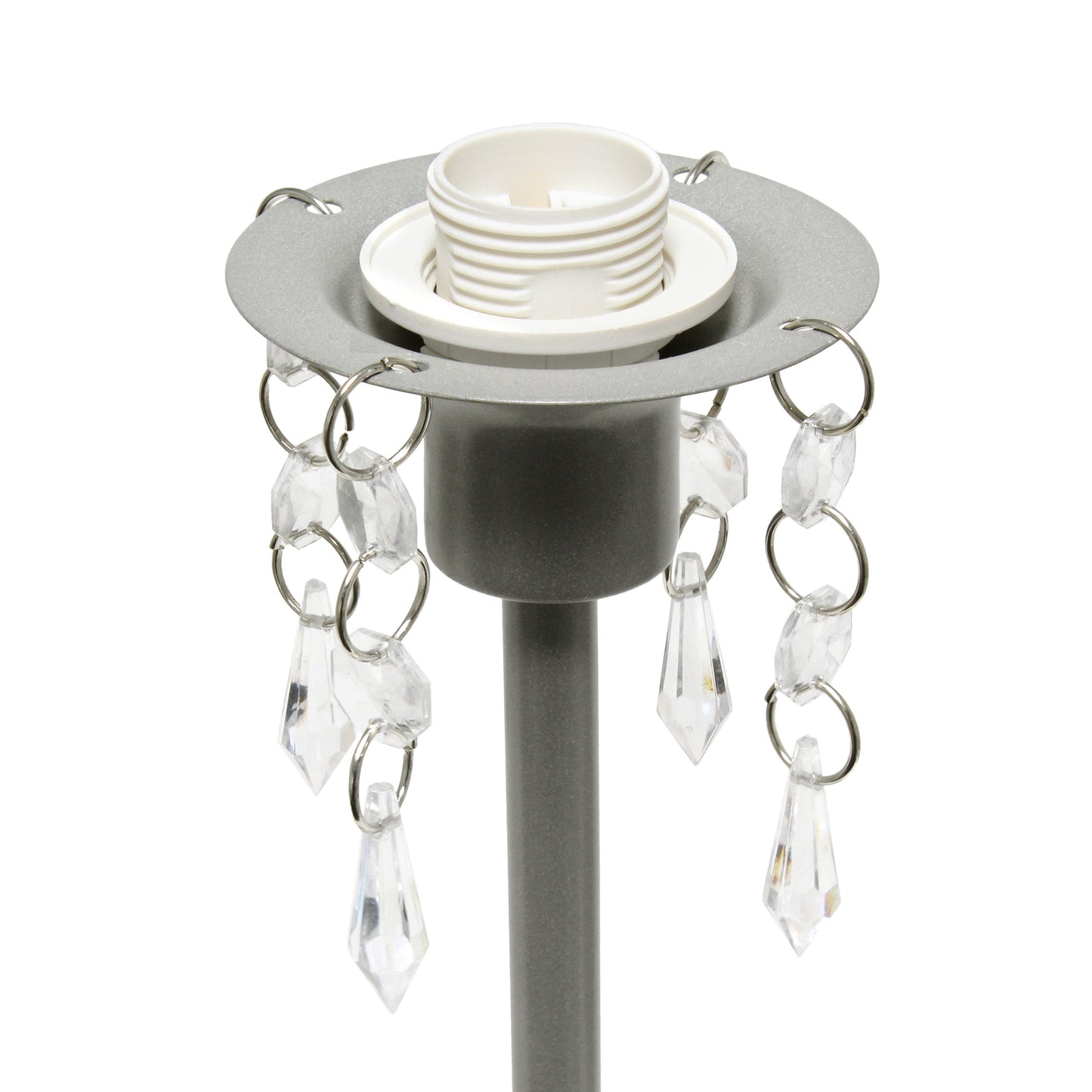 All The Rages Simple Designs Gray Table Lamp With Fabric Shade & Hanging Acrylic Beads