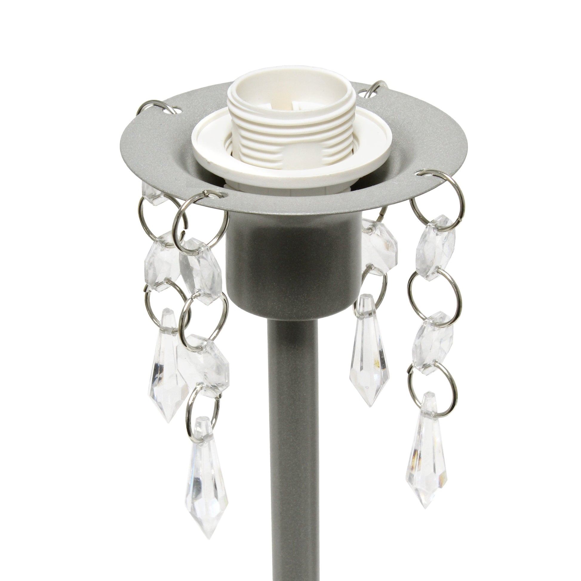All The Rages Simple Designs Gray Table Lamp With Fabric Shade & Hanging Acrylic Beads