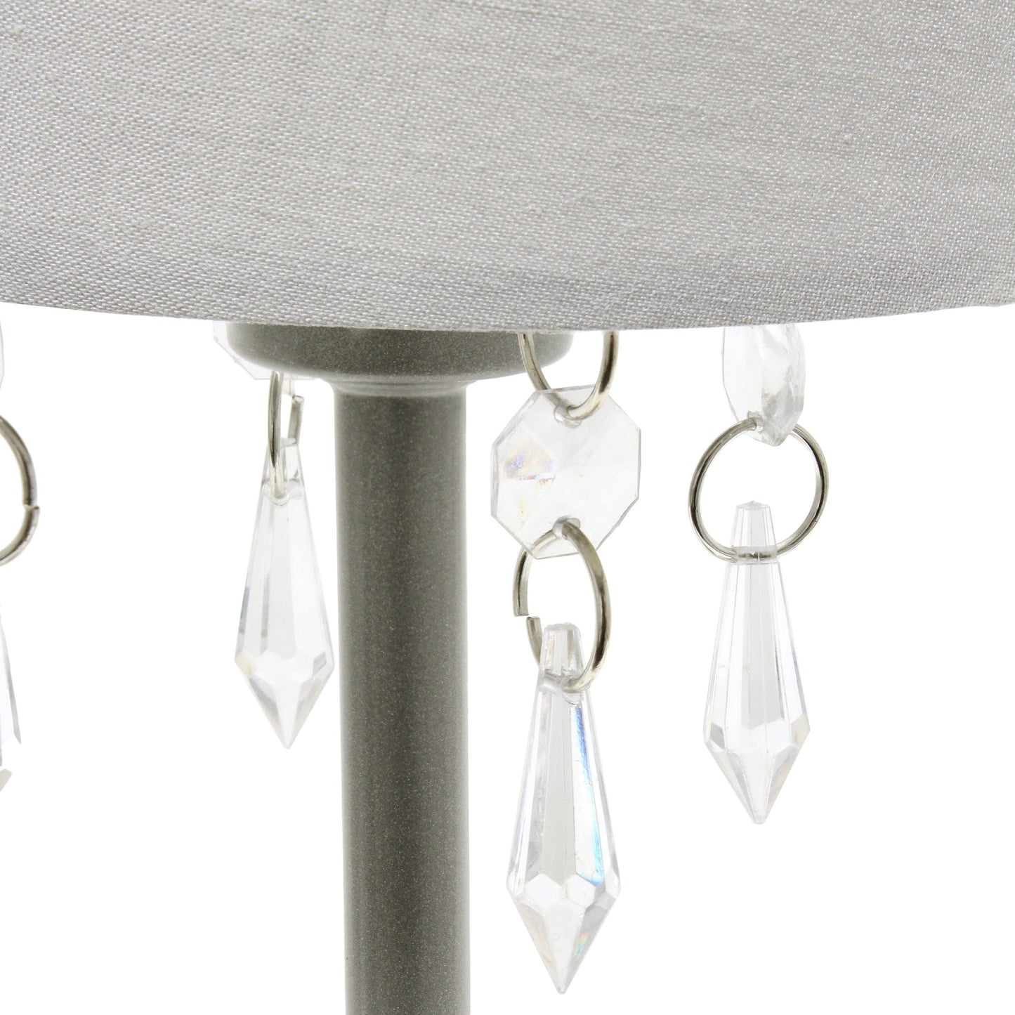 All The Rages Simple Designs Gray Table Lamp With Fabric Shade & Hanging Acrylic Beads