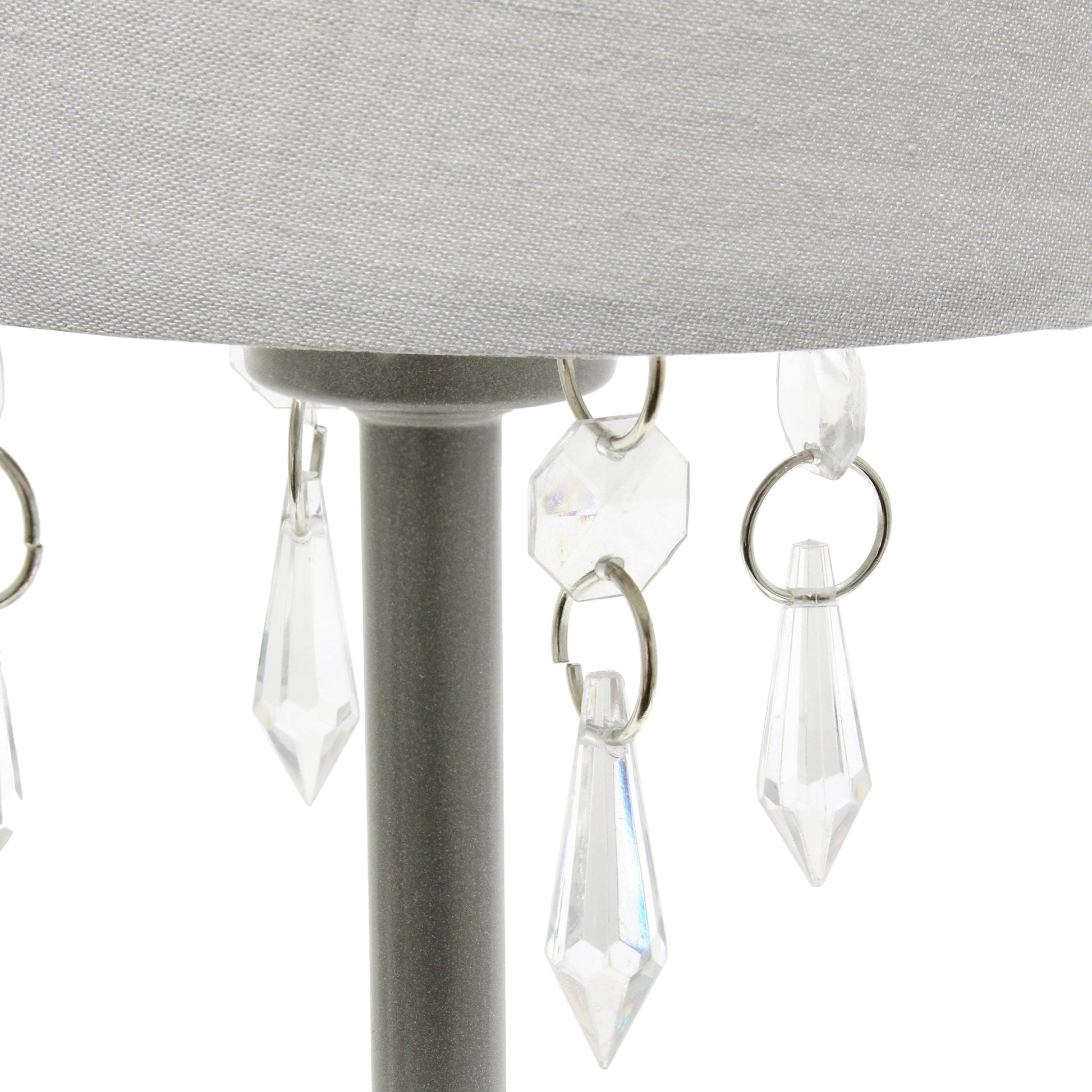 All The Rages Simple Designs Gray Table Lamp With Fabric Shade & Hanging Acrylic Beads