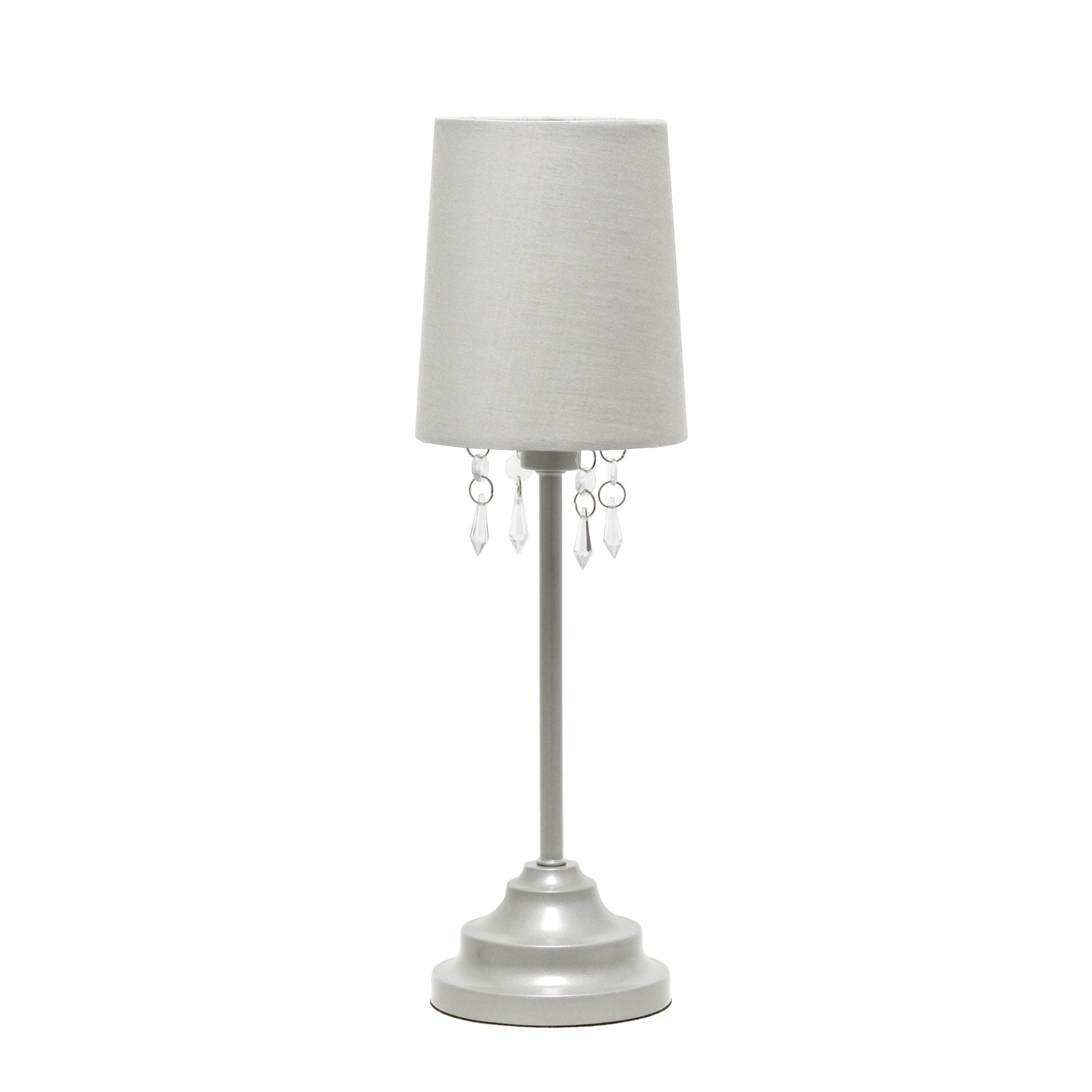 All The Rages Simple Designs Gray Table Lamp With Fabric Shade & Hanging Acrylic Beads