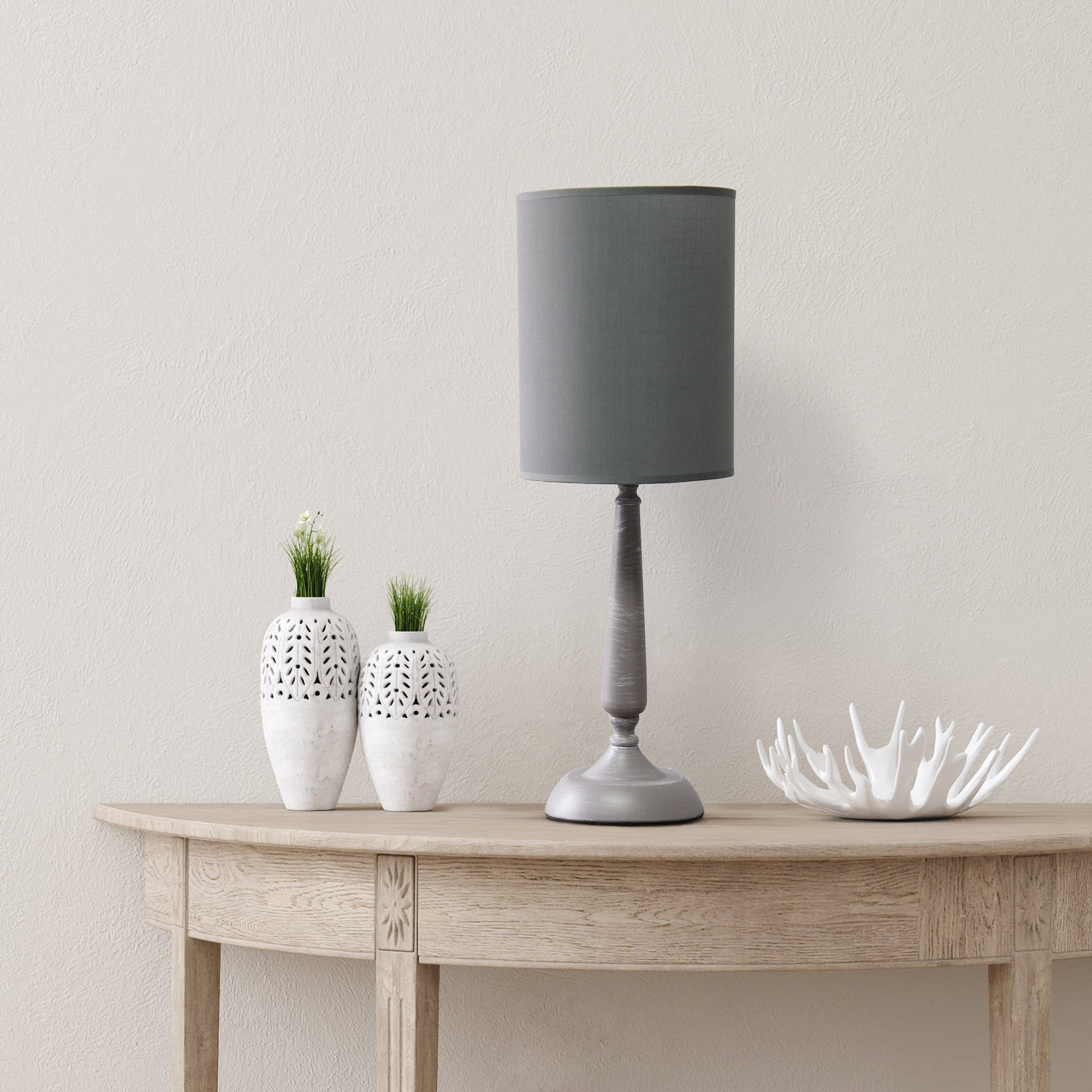 All The Rages Simple Designs Gray Wash Traditional Candlestick Table Lamp
