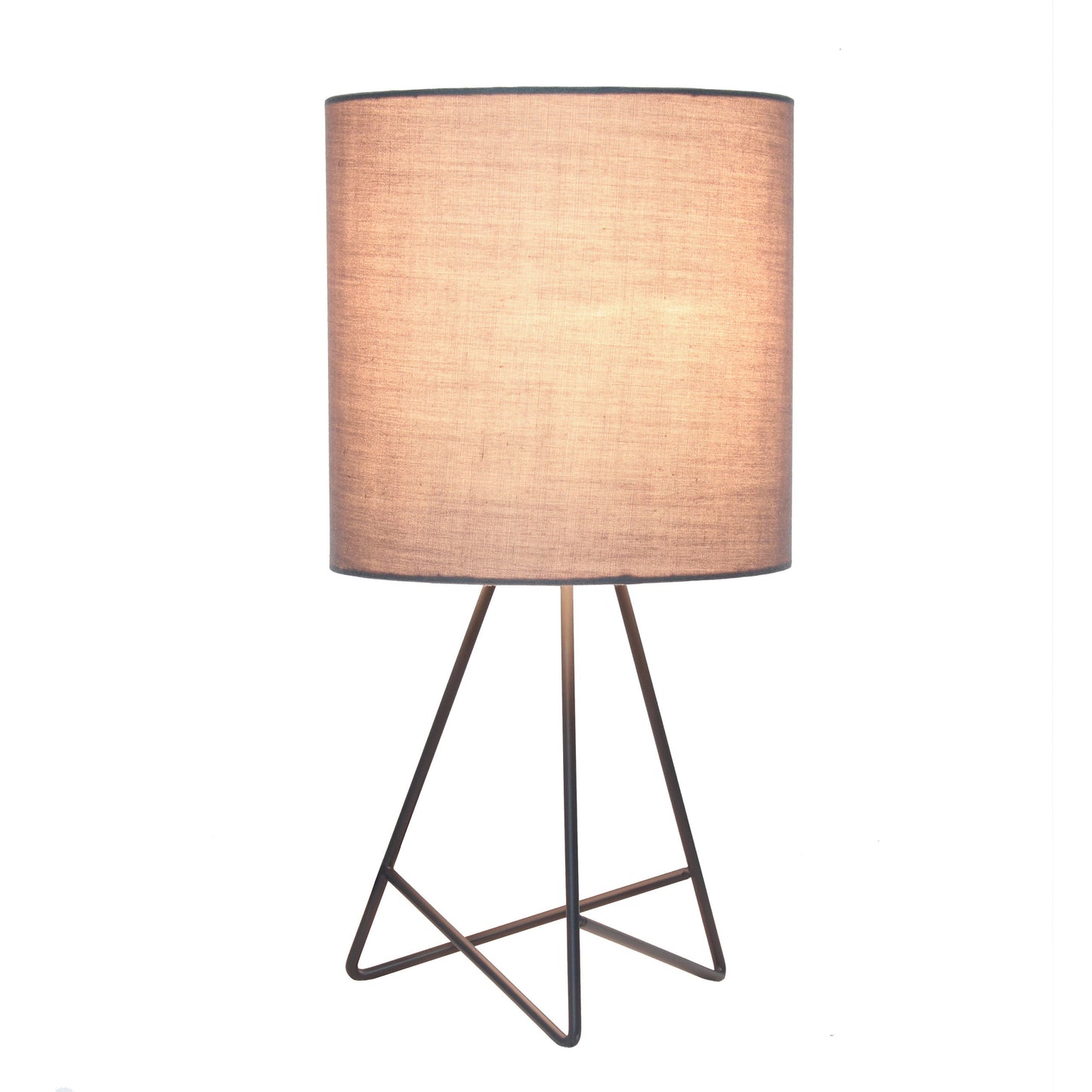 All The Rages Simple Designs Gray Wire Table Lamp With Gray Fabric Shade