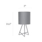 All The Rages Simple Designs Gray Wire Table Lamp With Gray Fabric Shade